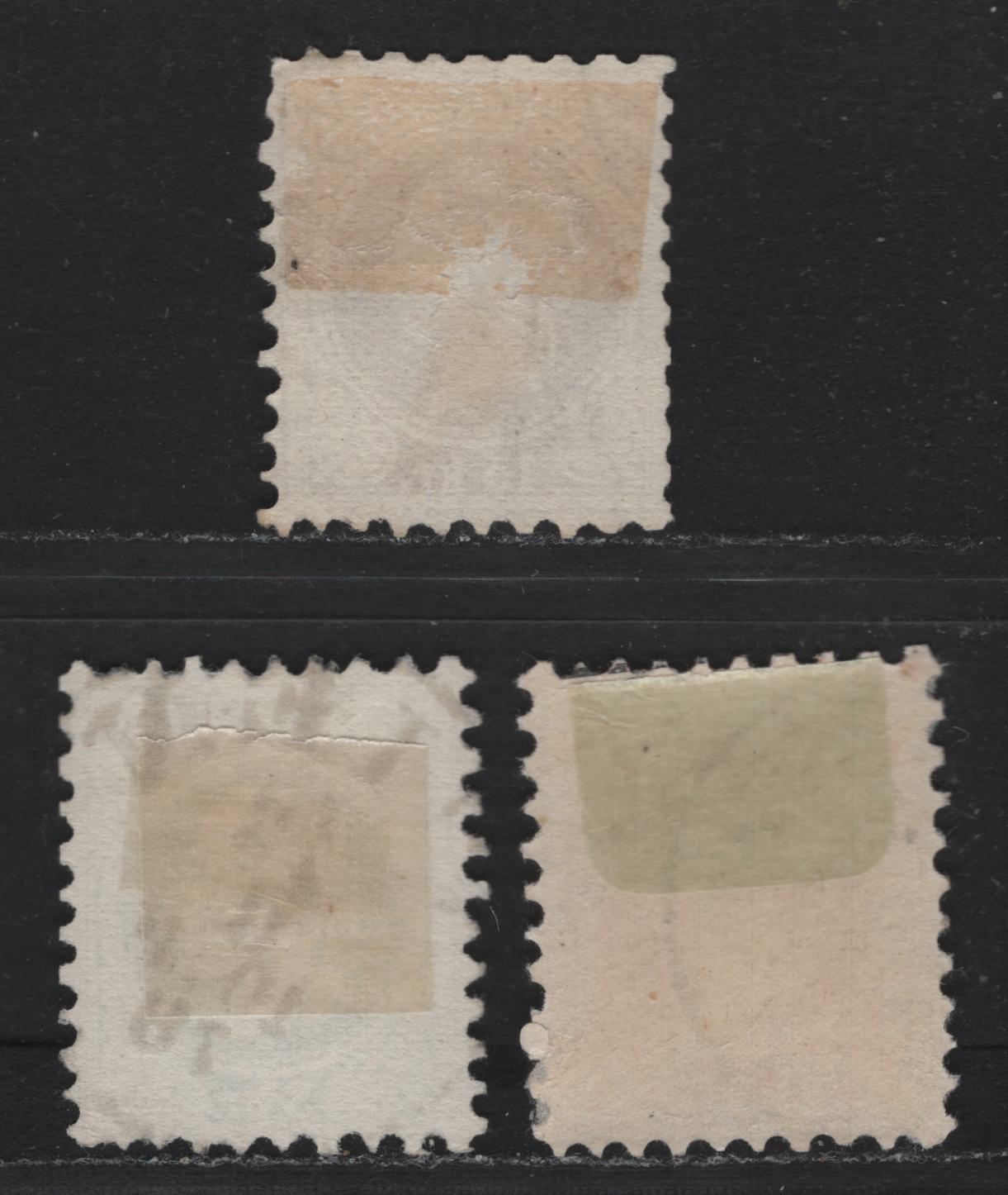 Lot 146 Austria (C) Scott#35a-36a, 38a 3kr - 15kr Green - Brown , 1874-1880 Franz Josef Issue, 3 Fine/Very Fine Used Singles, 5kr Is type III, Perf 9, Fine Print.