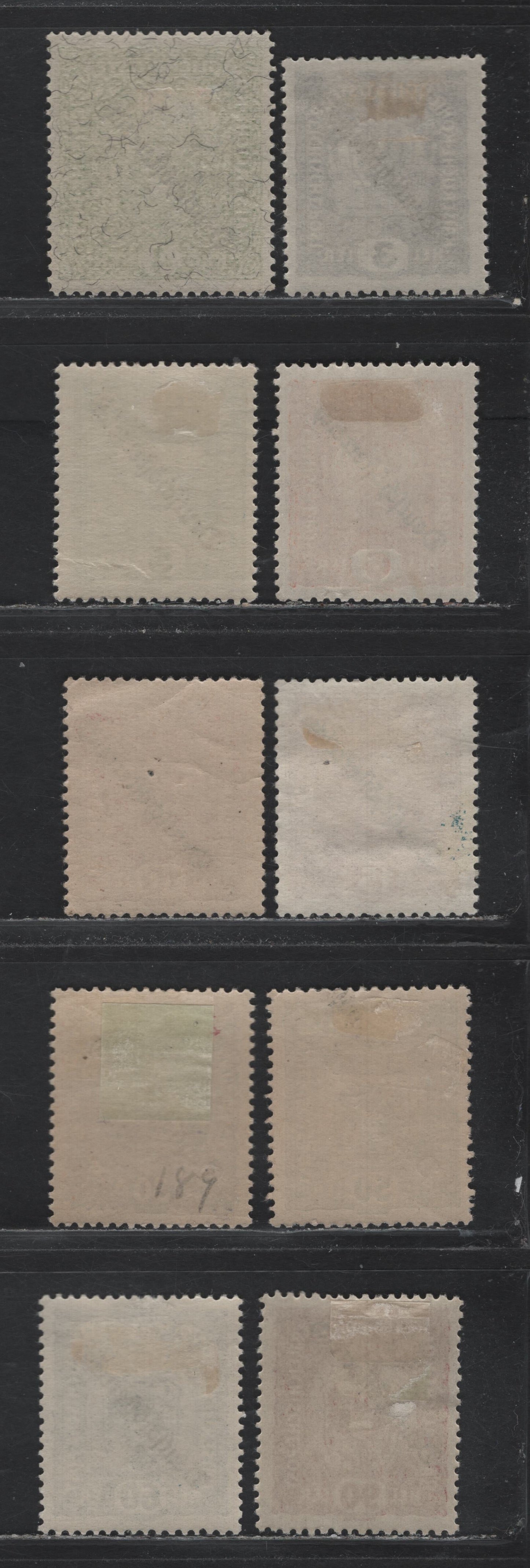 Lot 217 Austria Scott#181-184, 186, 189, 191-192, 194, 198 3h - 10k Violet , 1918-1919 Republic Overprinted Issue, 10 F/VFOG/NH Singles, 4k Is The Type 2 Printing Measuing 26x29mm