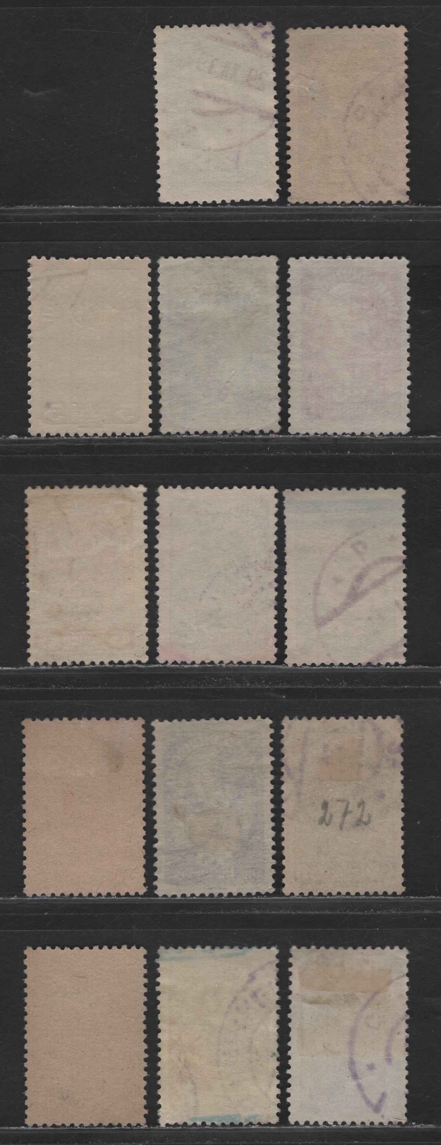 Lot 234 Austria Scott#200-203, 205a, 207a, 208-a, 209, 212, 215-218 3h - 1kr Gray - Light Blue , 1918-1920 Posthorn, Arms & Allegory Issue, 14 Fine/Very Fine Used Singles