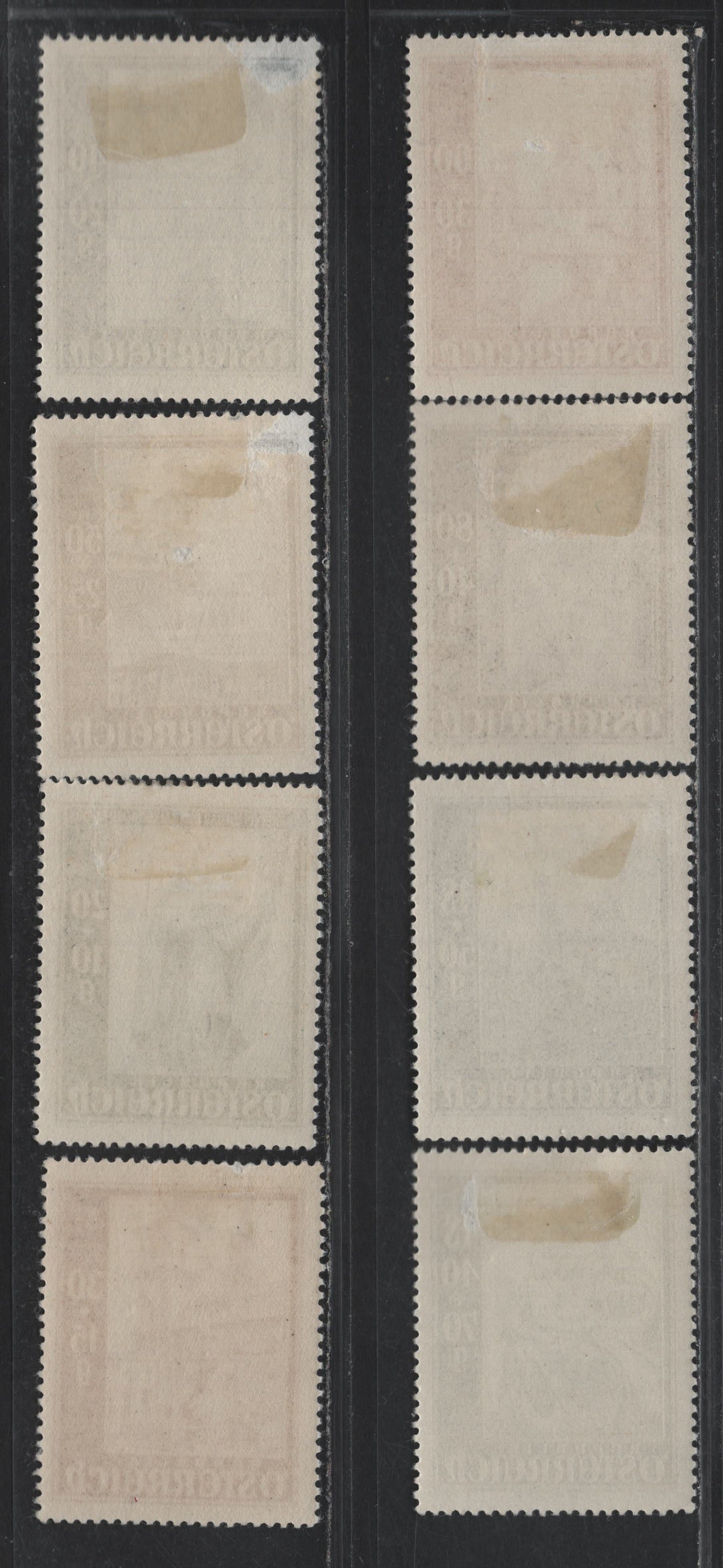 Lot 313 Austria (C) Scott#B252-B259 20g+10g - 1.40s+70g Deep Green - Dark Green , 1948 Salzburg Cathedral Issue, 8 VFOG Singles, B254-B255 Have Corner Thins And Are Not Counted