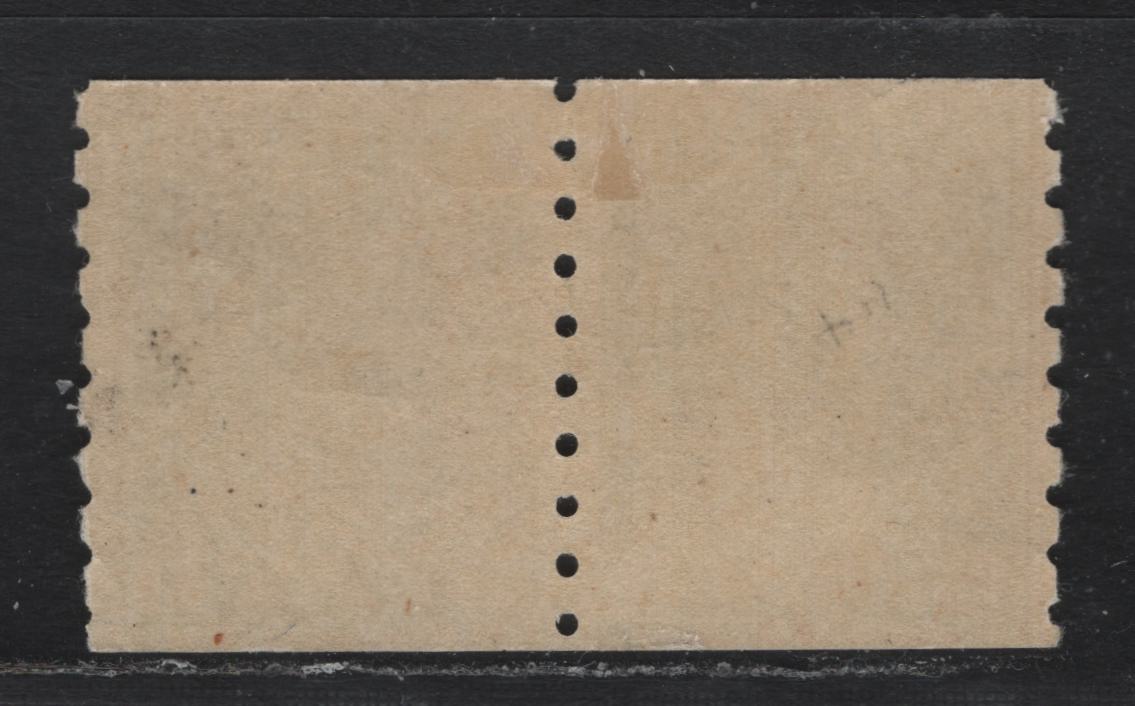 Lot 36 Canada (C) #125 1c Green , 1912-1924 KGV Admiral Coil Issue, A FOG Coil Pair, Perf 9 Vertical, ABN-E Paper, Retouched Frameline, 2.6mm Spacing Between Stamp Designs.