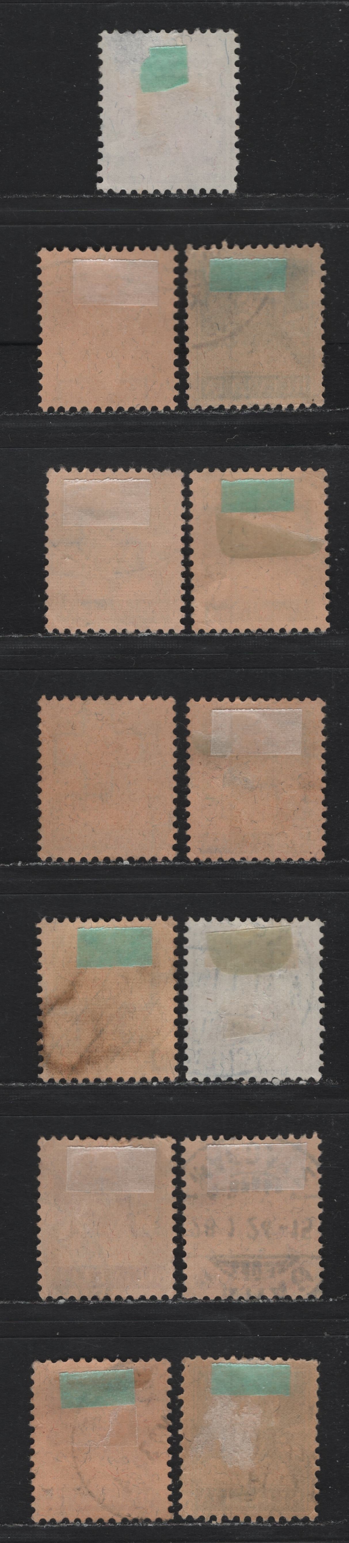 Lot 87 Switzerland Scott#165-172, 176-180 12c - 30c Bistre Brown - Blue on Buff , 1909-1930 Helvetia & William Tell Issues, 13 Fine Used Singles