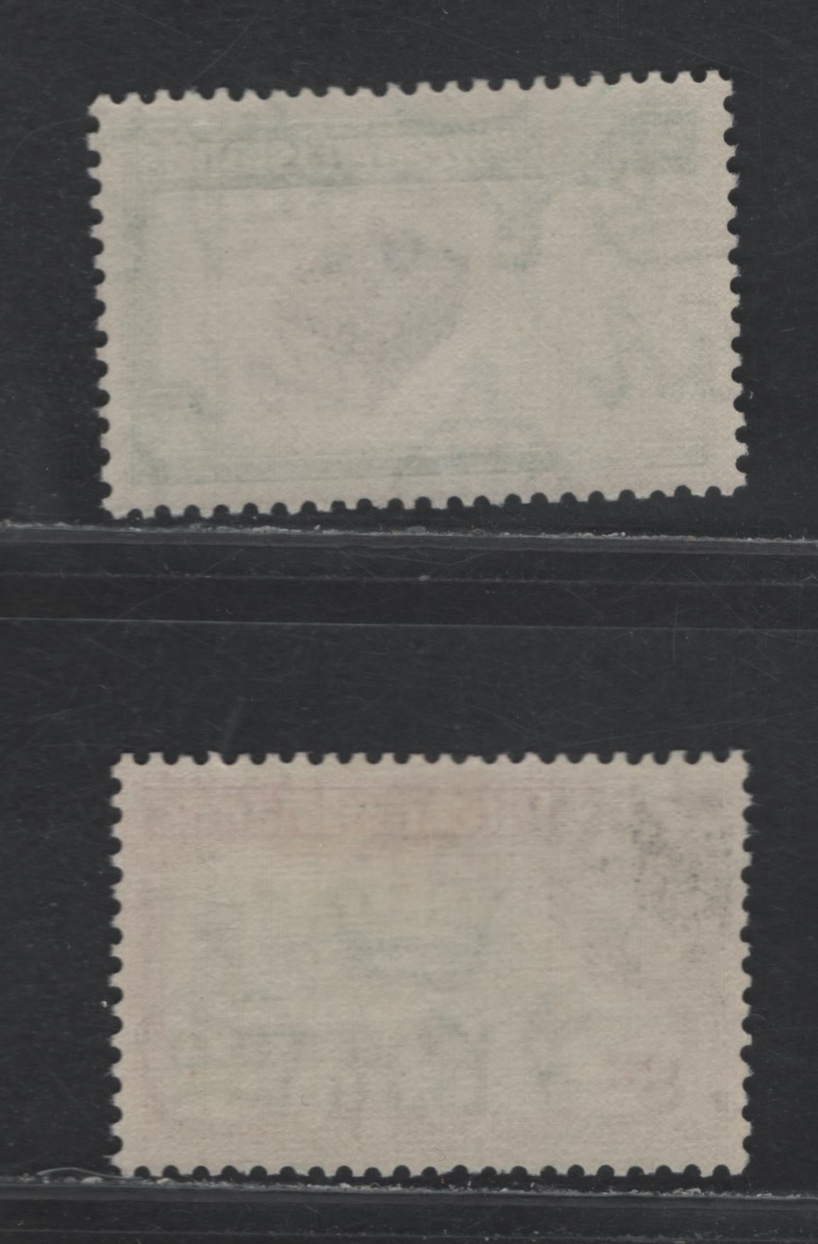 Lot 326 Pitcairn Islands (C) Gibbons#5b, 6a 4d - 8d Black & Emerald Green - Olive Green & Magenta , 1951 Pictorial Issue, 2 VFOG Singles