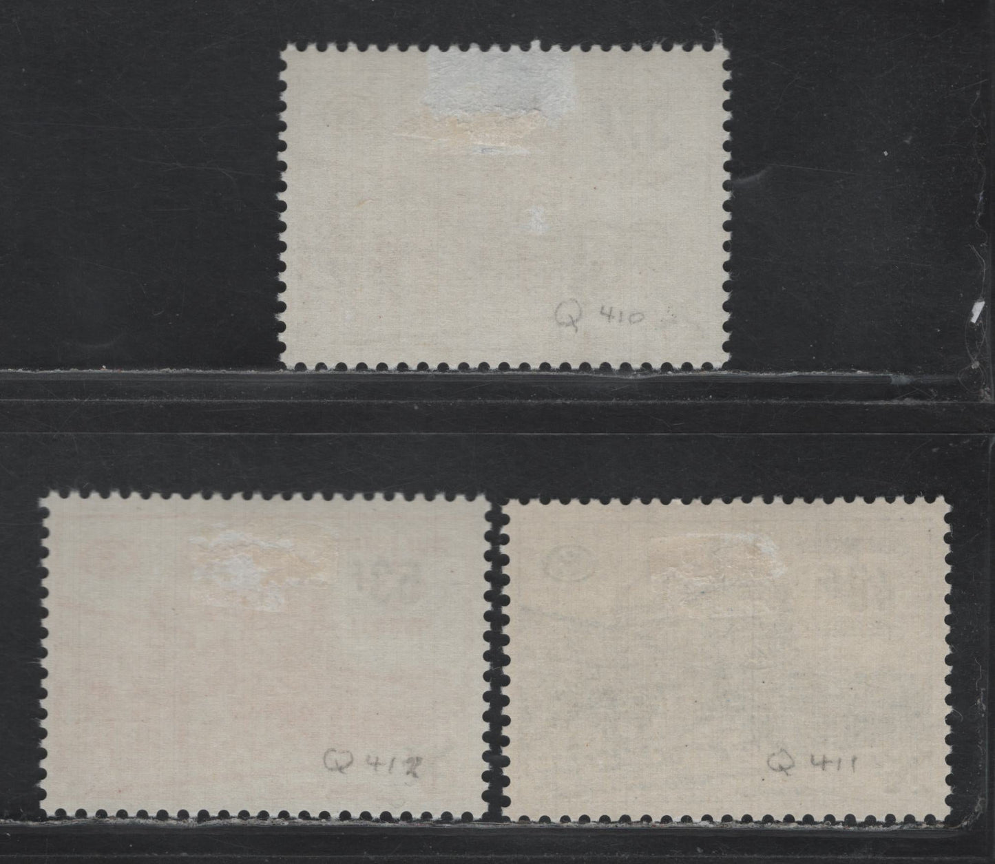 Lot 346 Belgium (C) Scott#Q410-Q412 37fr on 25fr - 53fr on 40fr Bistre - Vermillion , 1970 Surcharged Parcel Post Issue, 3 F/VFOG Singles, 37f On Tagged Paper