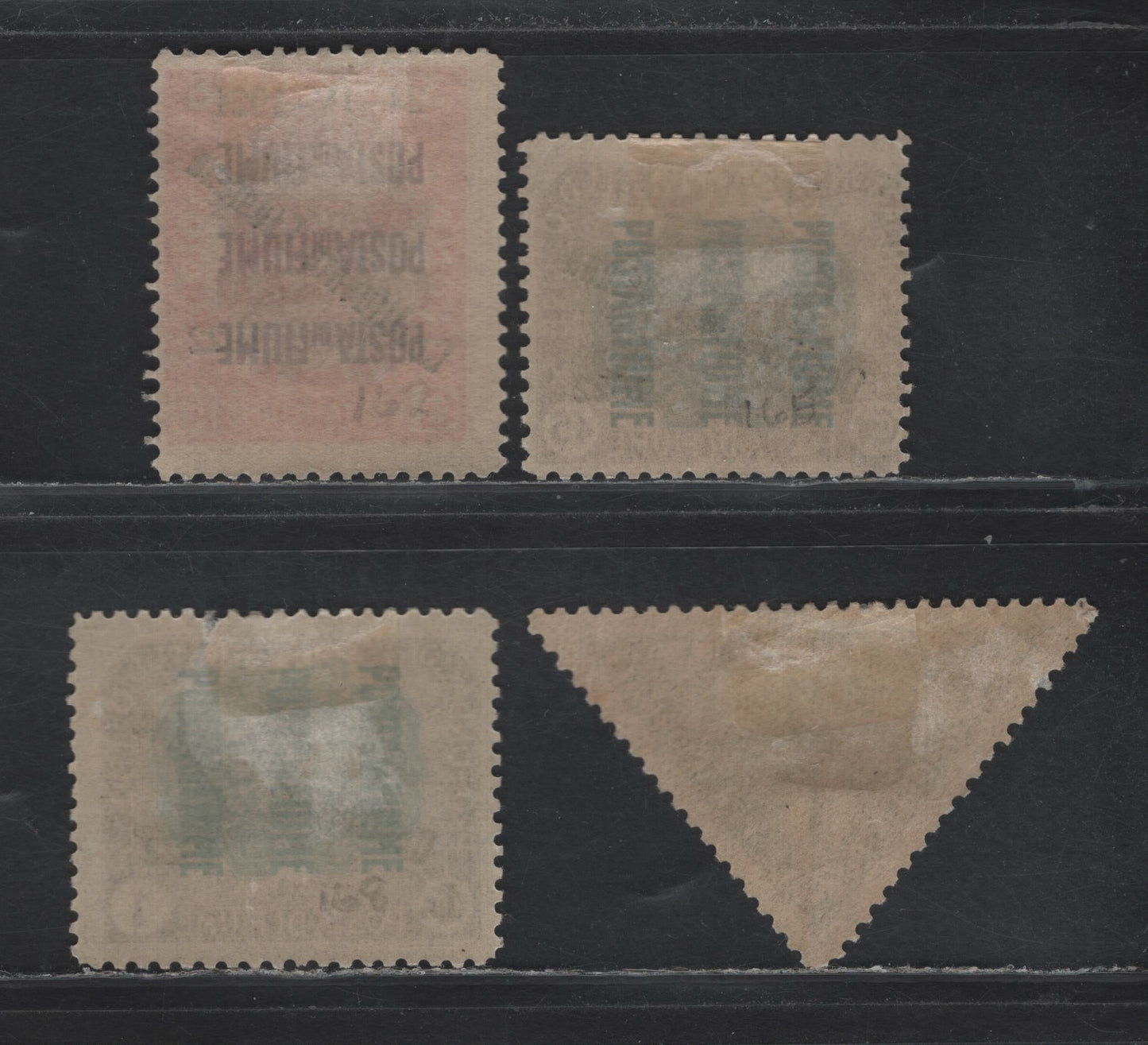 Lot 356 Fiume (C) SC#150, 153, 156, P4 1c - 1l Dark Green - Green , 1920-1921 First Constituent Assembly - Newspaper Tax Issues, 4 VG/F/VFOG Singles, Small Tear On #156 .