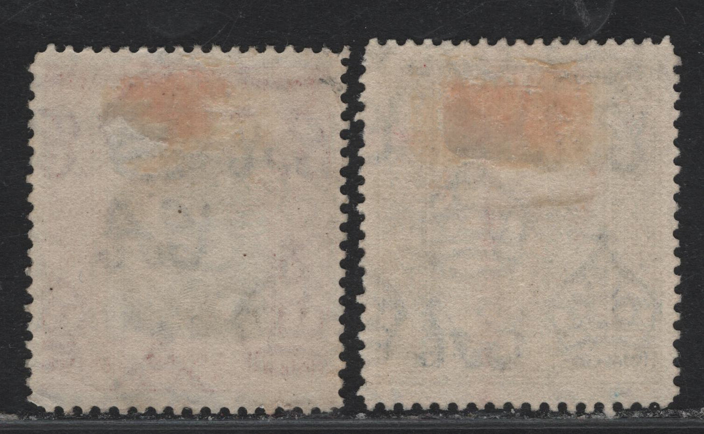 Lot 373A Jamaica (C) Gibbons#107b-c 1d+1/2d - 2.5d+1/2d Black & Scarlet - Black & Blue , 1923 Child Welfare Issue, 2 Very Fine Used Singles