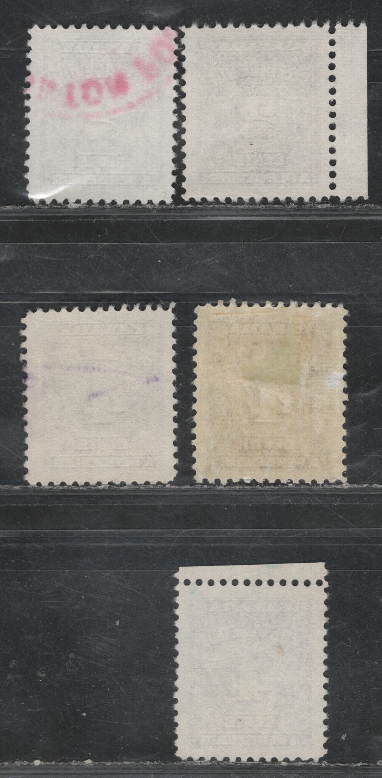 Lot 356 Canada #J16, J17, J17b 2c - 4c Violet - Deep Violet , 1935-1965 4th Postage Due Issue, 5 Very Fine Used Singles, Scarcer LF Papers, Unchecked As To Specific Types & Perfs, But All Are Different.