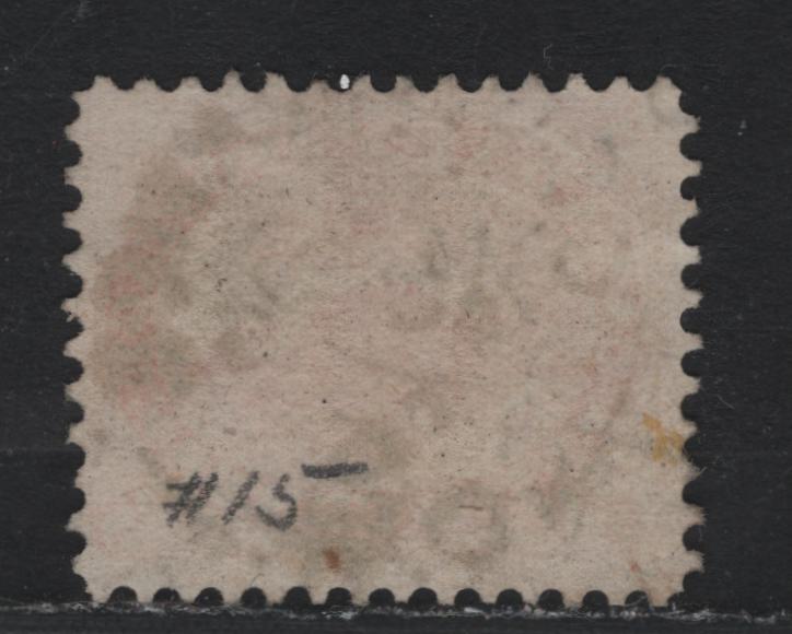 Lot 353 Canada #15 5c Vermillion , 1859-1864 First Cents Issue, A Fine Used Single, Perf 12x11.75, Cents-D Paper