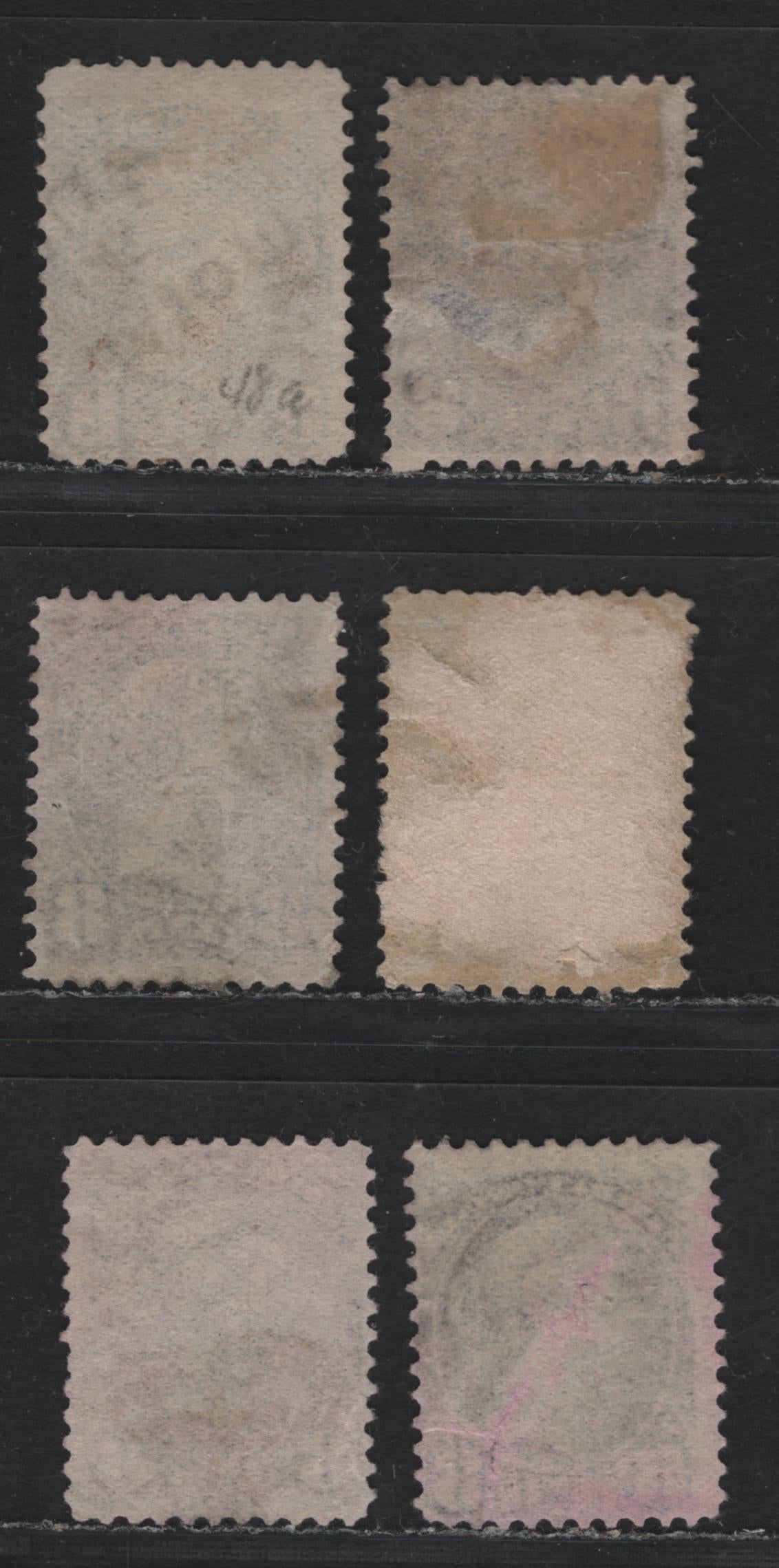 Lot 337 Canada (C)#44a-b 8c Light Blue - Slate , 1888-1897 Small Queen Issue, 6 Good/Fine Used Singles, Selection of Very Good & Fine Used Singles, Unchecked As To Specific Papers & Perfs, Though Most Appear To be 2O-H & 2O-LL.