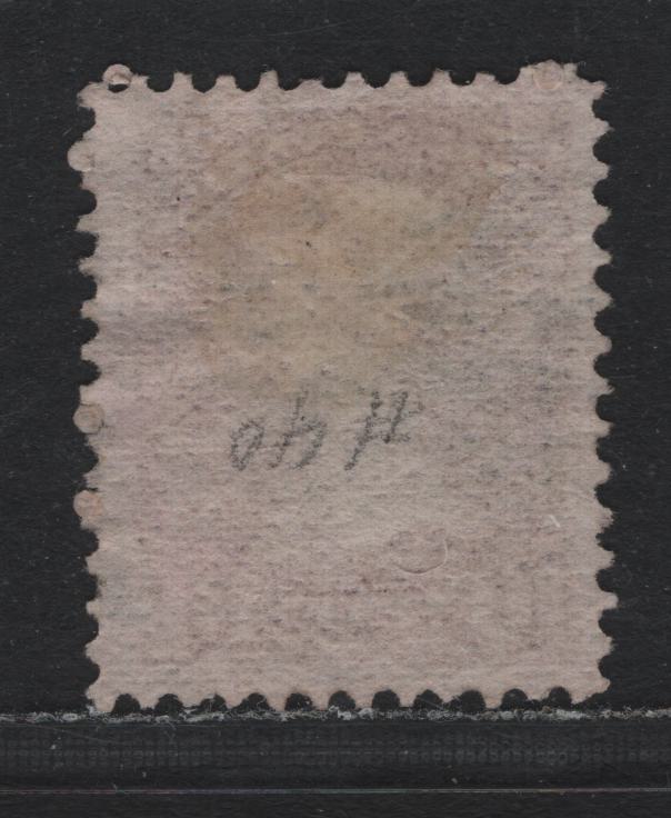 Lot 338 Canada #40 10c Dull Rose Lilac , 1870-1893 Small Queen Issue, A Fine Used Single, Mid Montreal Printing, MM-S Paper, Unusual Compound Perf of 12x12.3, Unrecorded In Unitrade, Moderate Grid Cancel That Covers Several Perf Tips.