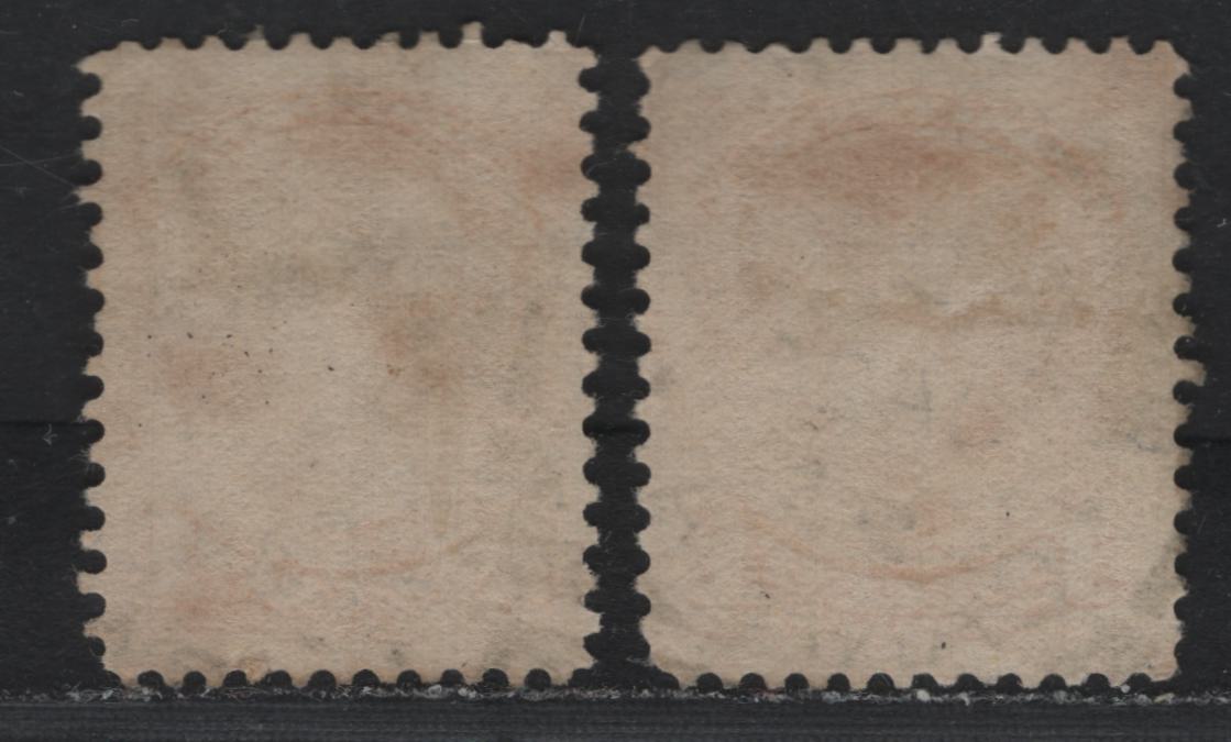 Lot 383 Canada (C)#35 1c Yellow , 1870-1893 Small Queen Issue, 2 Very Fine Used Singles, Second Ottawa Printings, 2O-L Paper, Both With Halifax Squared Circle Cancels, Dated January 26 1895 & June 20-Something, 1895.