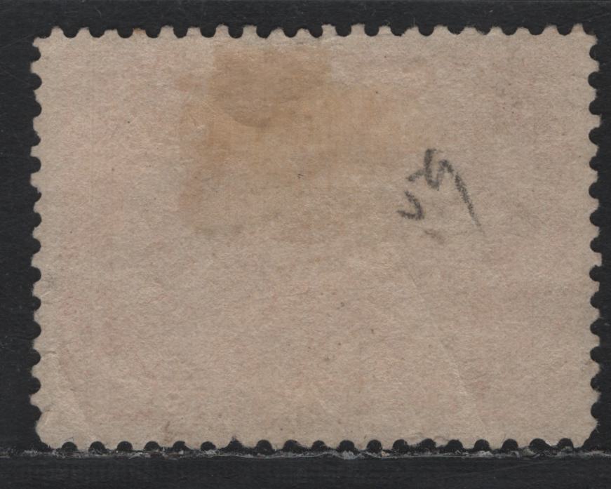 Lot 336 Canada #59i 20c Dark Vermillion , 1897 Diamond Jubilee Issue, A Fine Used Single, ABN-AAAA Paper, Perf 12.1x12.2, Two Light Diagonal Creases, Light Roller Cancel, But Very Well Centered.