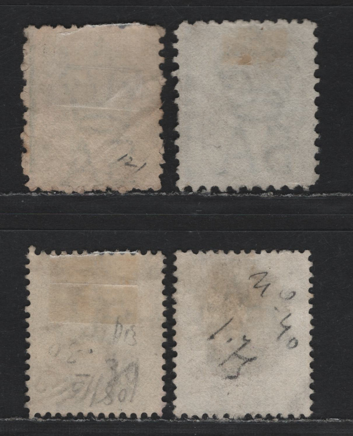 Lot 157 Australia - South Australia SG#183,a, 192,a 3d Sage Green - Deep Olive Green , 1883-1899 Queen Victoria Sideface Issue, 4 Very Good/Fine/Very Fine Used Singles, Perfs 10 & 13