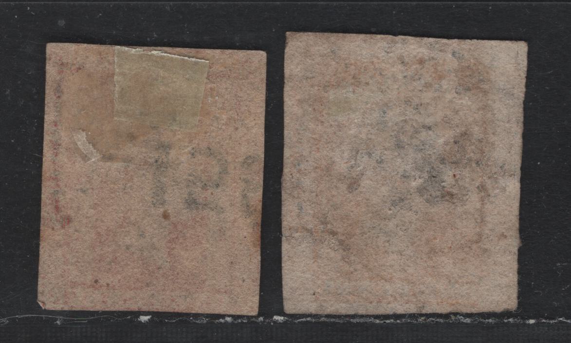 Lot 312 Australia - NSW SG#108-109 1d Carmine Vermillion - Orange Red , 1856-1860 Imperf Diadem Issue, A Good Used Single, #155 (Wingham) And #10 (Camperdown) Sunburst Cancels, Orange Red Shade Has A Small Hinge Thin