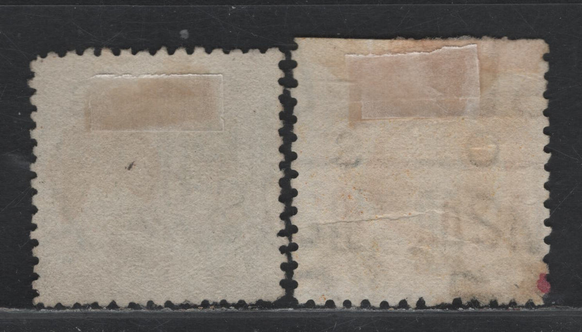 Lot 323 Australia - NSW SG#O28, O32 5d - 8d Dull Green - Deep yellow , 1882-1885 Diadem Issue, 2 Very Good/Fine Used Singles, Perf 10, 8d Is A Top Sheet Margin Example With Natural Straight Edge, Few Light Wrinkles On The 8d.
