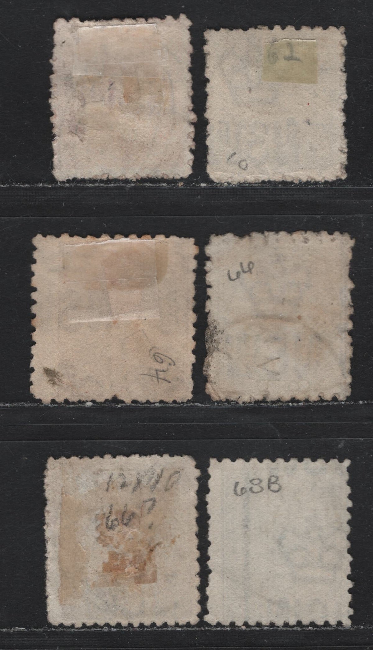 Lot 335 Australia - NSW SG#208a, 225, 229, 234, 235ca, 237 1d - 1/- Salmon - Black , 1871-1902 Sideface Issues, 6 Very Good/Fine Used Singles, Small Crown Over NSW (1d) & Large Crown Over NSW (Rest), Perfs 10 & 12x10, Typical Rough Perfs.
