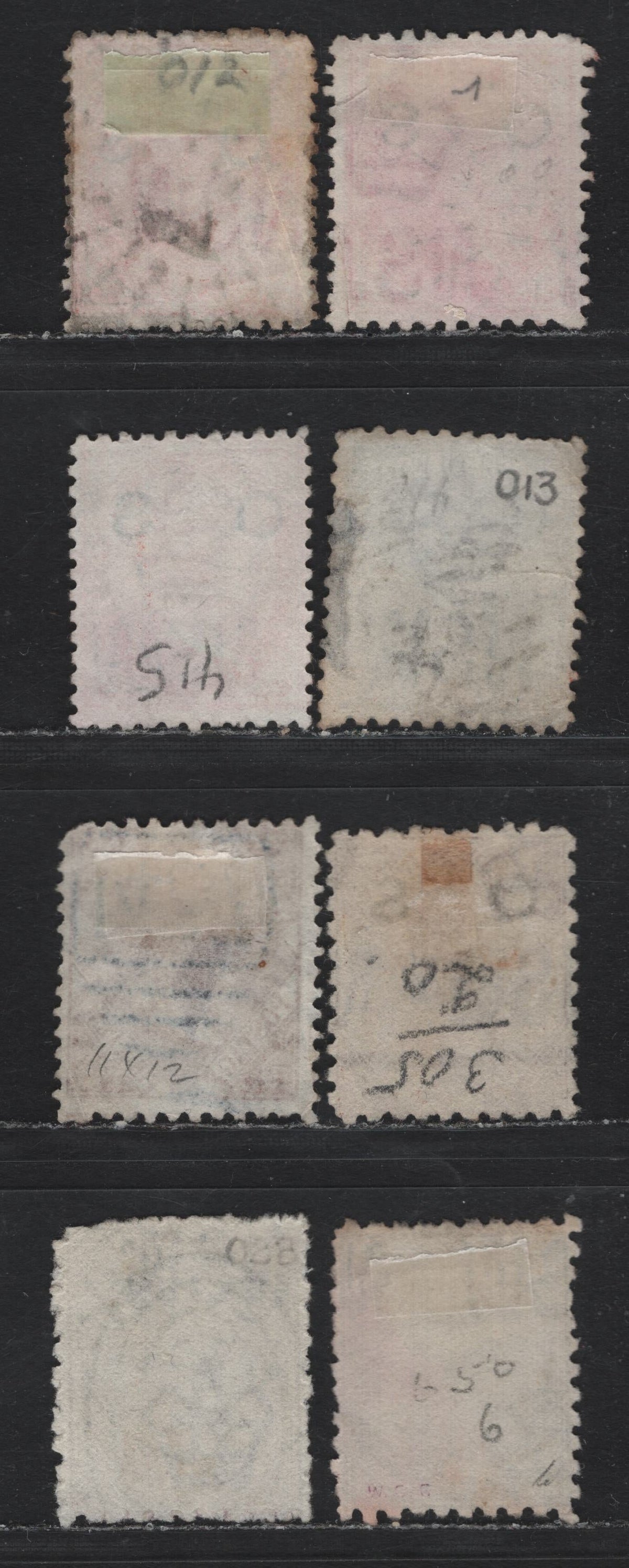 Lot 342 Australia - NSW SG#O20b, O21c, O26a, O30, O26, O33 1d -1/- Scarlet - Black , 1882-1885 Queen Victoria Sideface Overprinted Issue, 8 Very Good/Fine/Very Fine Used Singles, Perf 11x12 & 10, Overprinted OS