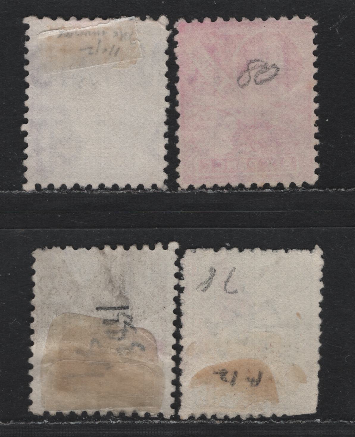 Lot 344 Australia - NSW SG#253, 253c, 254eb, 256 1d - 6d Lilac - Carmine Rose , 1888-1889 Centenary of NSW Issue, 4 Fine/Very Fine Used Singles, Oval Numeral & Sunburst Postmarks # 35 Goulburn, #221 Hunter's Hill, #227 Moruya and #730 Gulgong