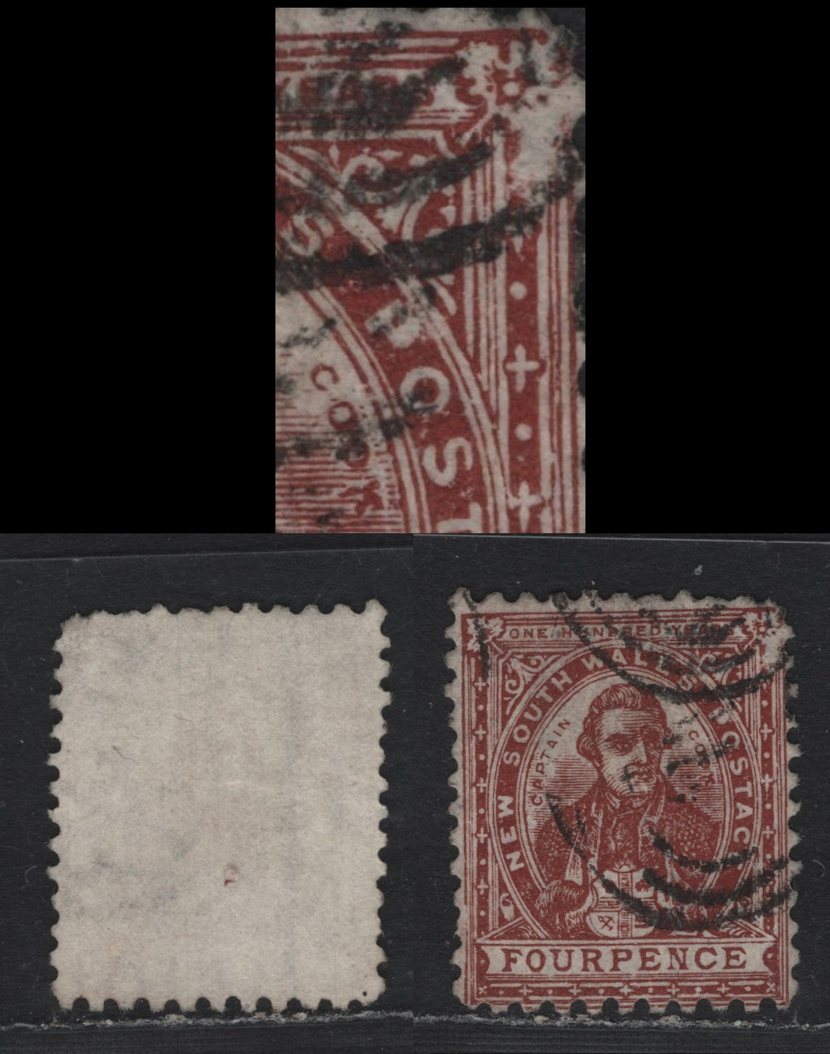 Lot 347 Australia - NSW (C)SG#255dvar 4d Red Brown , 1888-1889 Centenary Issue, A Fine Used Single, Unlisted Plate Flaw, Consisting Of Frame Damage At Upper Right