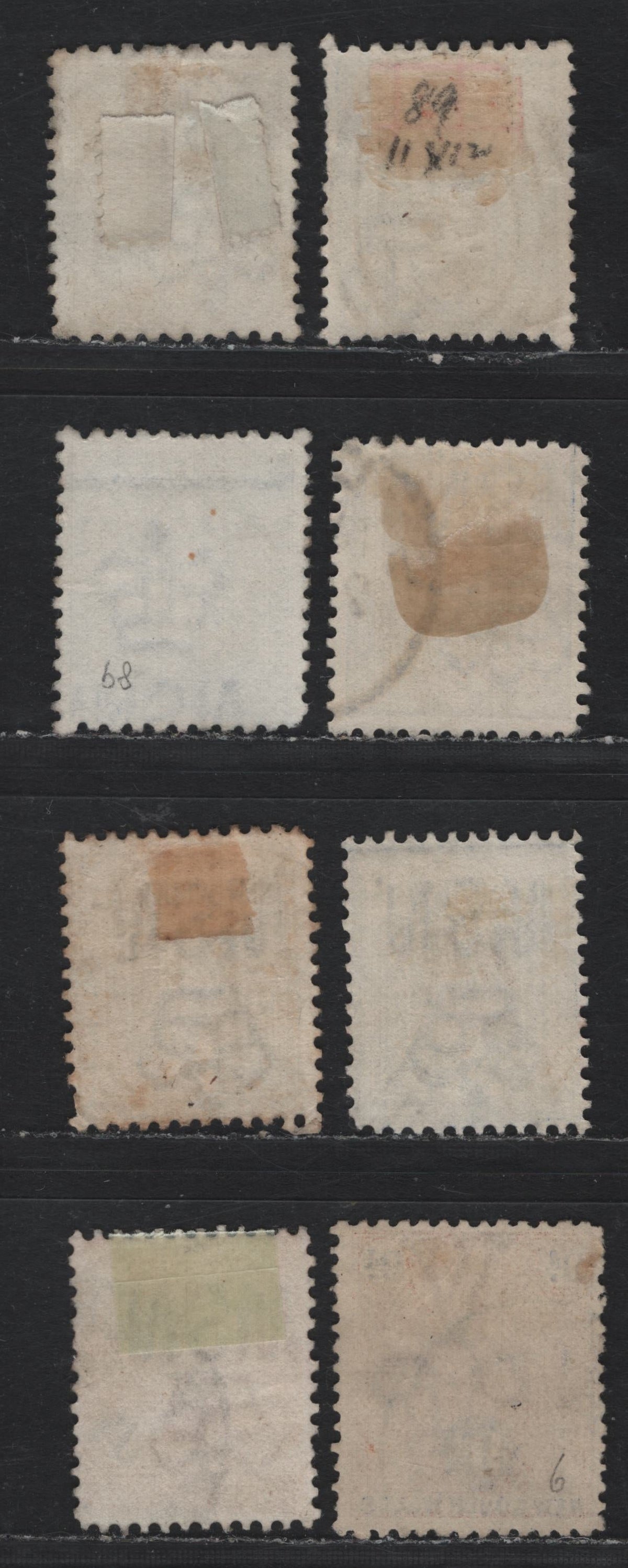 Lot 353 Australia - NSW SG#265, 294-294b, 306, 330 2.5d - 9d Ultramarine - Orange Brown & Ultramarine , 1890-1903 Allegory of Australia, Queen Victoria & Commonwealth Definitives, 8 Fine/Very Fine Used Singles, Inverted Wmks, Perfs 11x12, 12x11.5 & 12