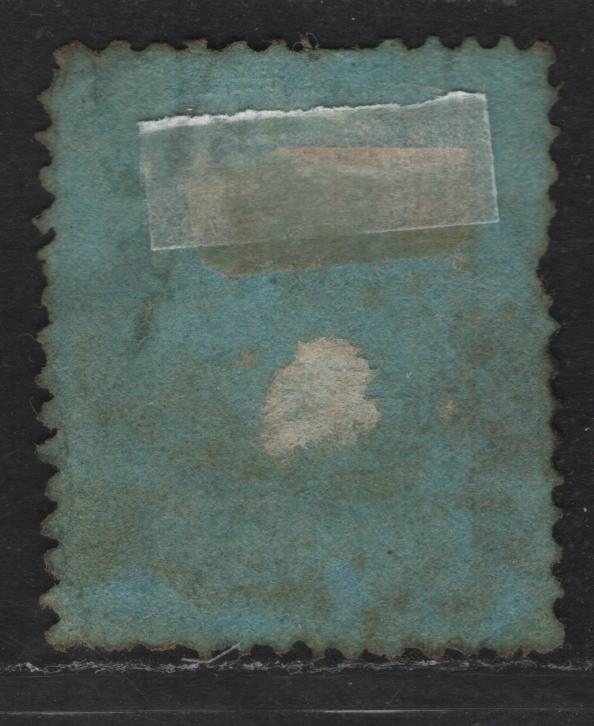 Lot 131 Australia - Victoria SC#138(SG# 180g) 1/- Bright Blue On Blue, 1878 Emergency Printings On Coloured Paper, A Good Used Single Wmk V Over Crown(VI Pointy Crown), Mixed Perf 13 Comp 12