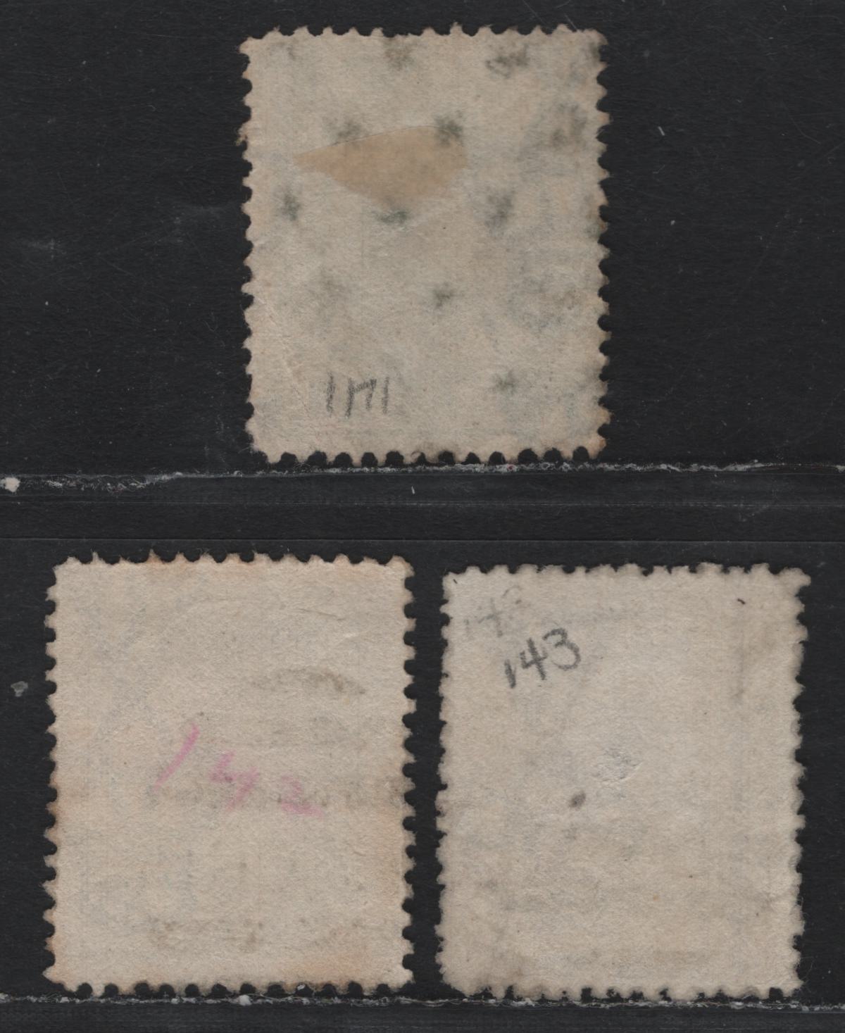 Lot 141 Australia - Victoria SG#208, 210a, 211 (SC# 141-143) 1d - 2.5d Green - Mauve , 1882-1884 Naish & Laureate Design Issue, 3 Fine Used Singles, V Over Crown V2 Wmk, Perf 12.5, Unlisted In Gibbons.