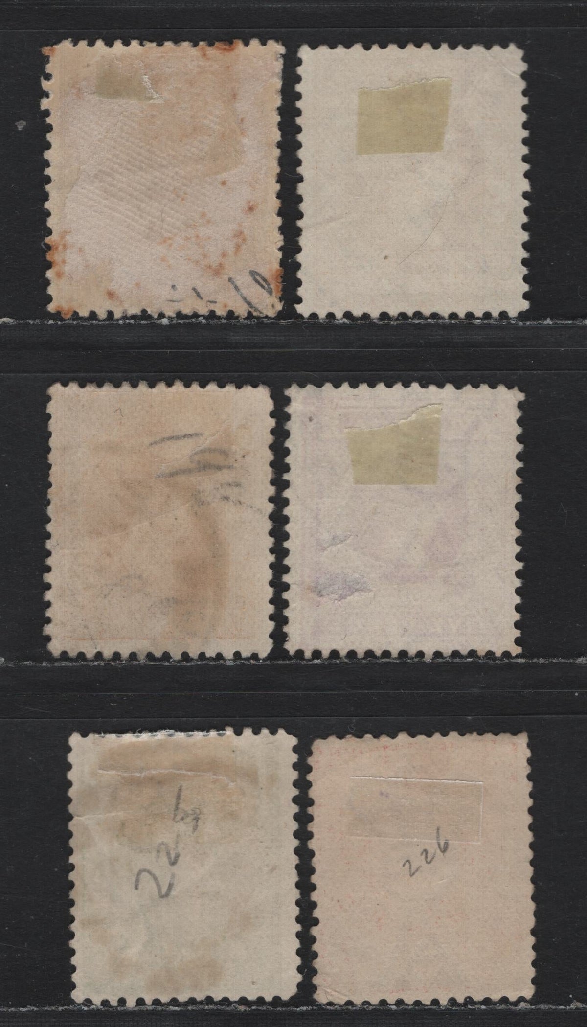 Lot 211 Australia - Victoria SG#418b, 120,b, 422a, 423a, 424c (SC# 220-221a, 224-225) 2d - 9d Red Violet - Brown Rose , 1905-1913 Postage Issues, 6 Fine/Very Fine Used Singles, Crown Over A Wmk, Perf 12x12.5