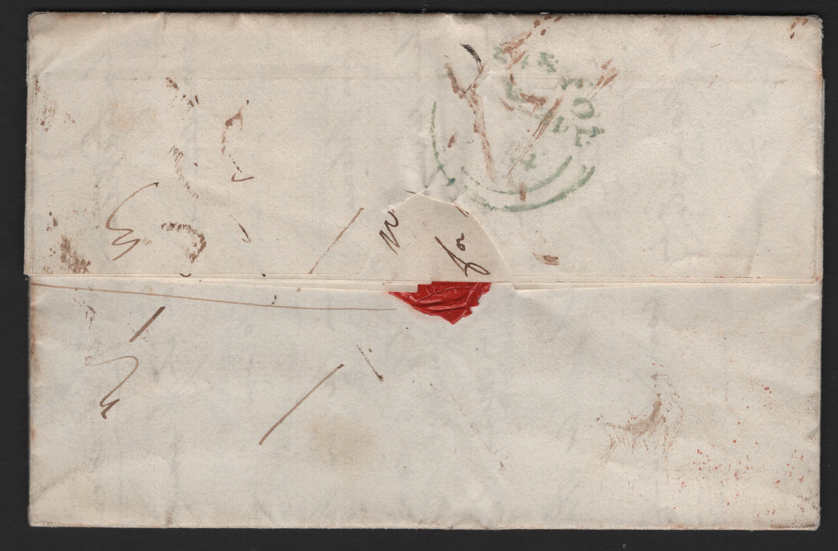 Lot 276 Canada A Fine/Very Fine Used Steamer Folded Letter, From Bristol to Kingston, Rated 1/2d In Black On the Front Representing The Sterling Packet Rate Introduced 1840 For Letters Sent At Any Point In The UK To Inland Provinces of Canada