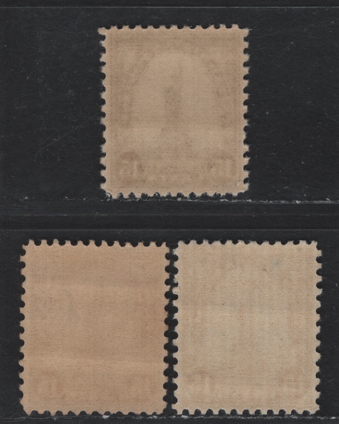 Lot 104 United States SC#696 15c Bluish Gray - Deep Gray , 1931 4th Bureau Issue, 3 VFNH Singles, Type 3 Gum Breaker Ridges, 12 Vertical Gum Striations Per Inch