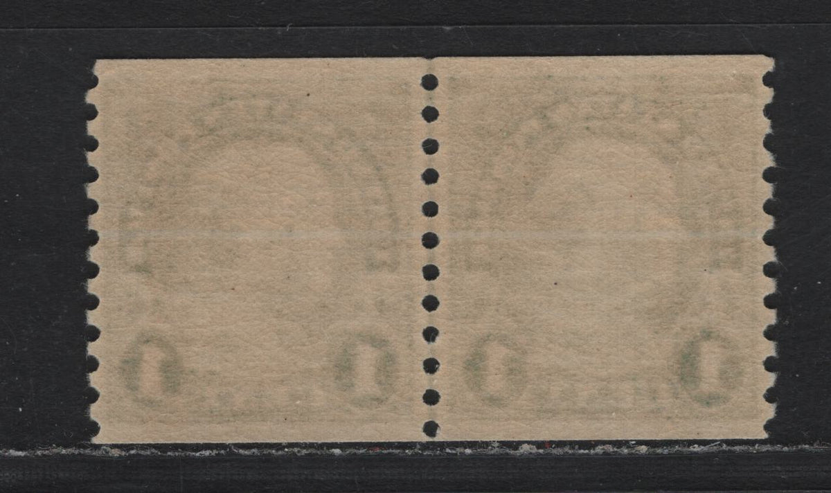 Lot 144 United States SC#597 1c Bright Green , 1926-1934 4th Bureau Issue, A XFNH Line Pair, Perf 12 Horizontal, 12 Horizontal Gum Striations Per Inch, Extremely Fine Centering.
