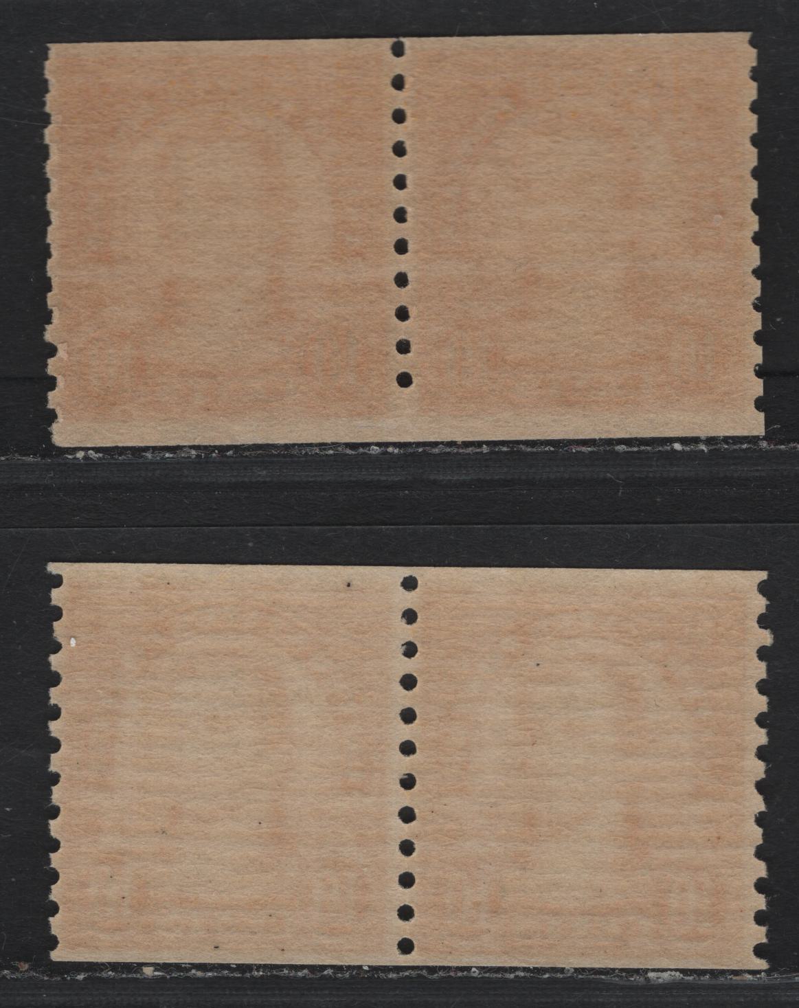 Lot 186 United States SC#603var 10c Orange Yellow , 1923-1929 4th Bureau Issue, A VFNH Coil Pair, 12 Horizontal Gum Striations Per Inch, Second Normal Pair In Yellow Orange
