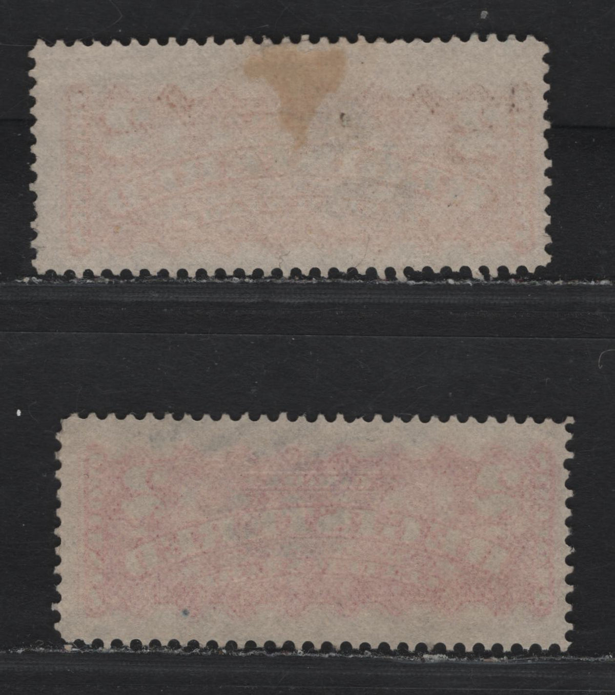 Lot 242 Canada #F1i, F1a 2c Orange Red - Vermillion, 1875-1896 Registration Issue, 2 Fine Used Singles, Late Montreal Printing, MM-Y, Perf 12.25, Wedges Cork Cancel, MG-J, Perf 12.25, Grid Cancel.