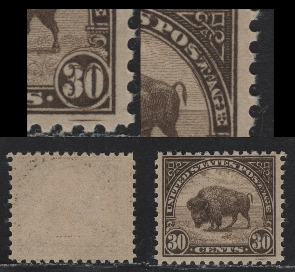 Lot 40 United States SC#569var 30c Deep Olive Brown , 1922-1926 4th Bureau Issue, A VFNH Single, Showing Major Double Transfer At Lower Right