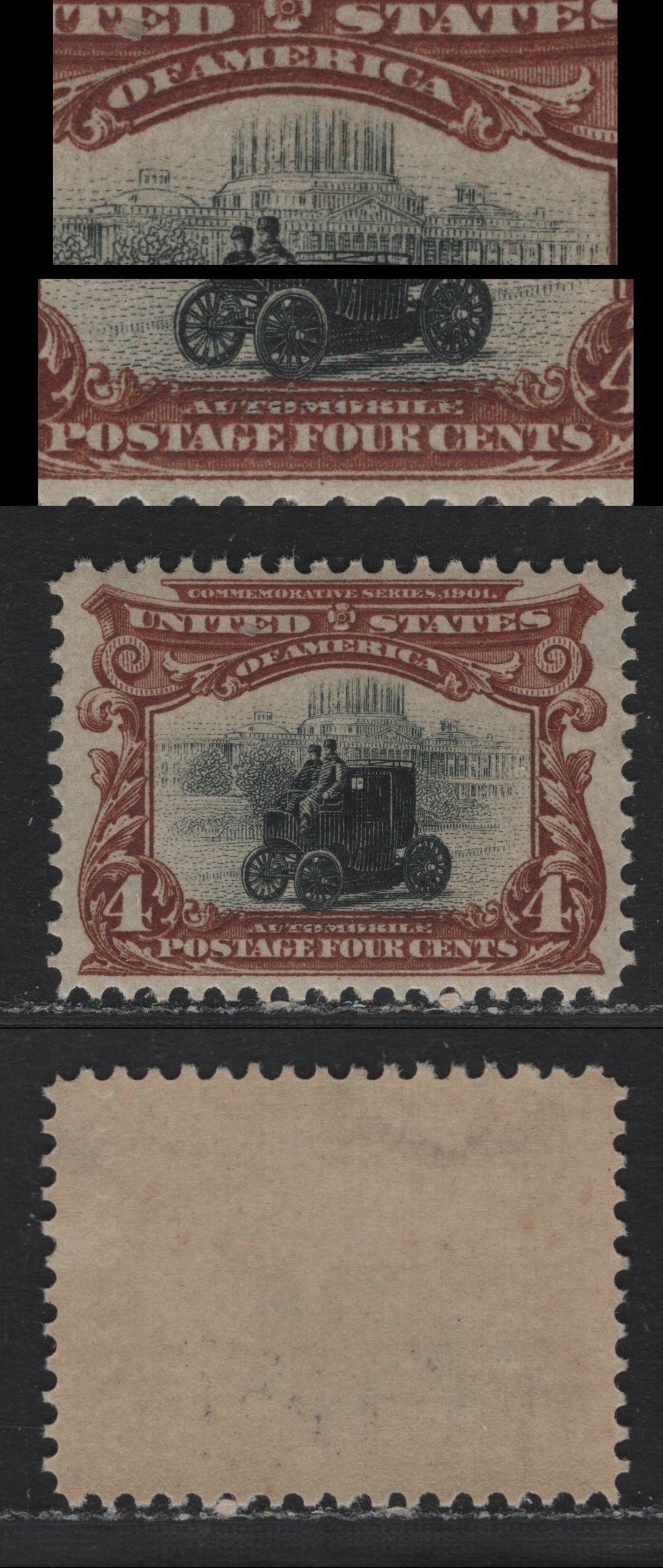 Lot 114 United States SC#296 4c Brown & Black , 1901 Pan-American Exposition Issue, A VFNH Single, Upward Wmk, Showing Vignette Shifted Downward Slightly
