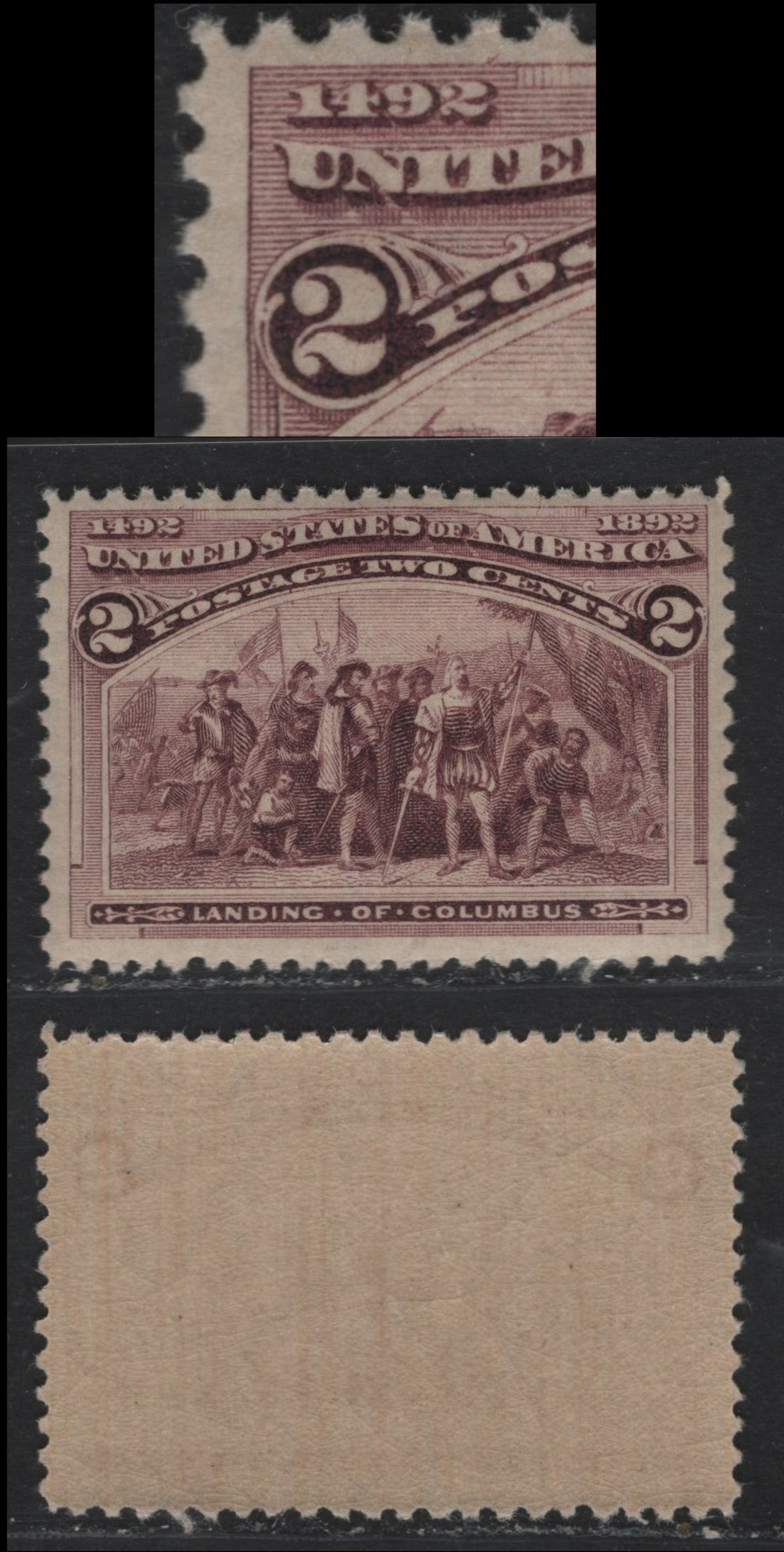 Lot 14 United States SC#231var 2c Brown Violet , 1893 Columbian Exposition Issue, A VFNH Single, Minor Relief Flaw Consisting Of A Spur In The Upper Margin Above the '2' of '1942'