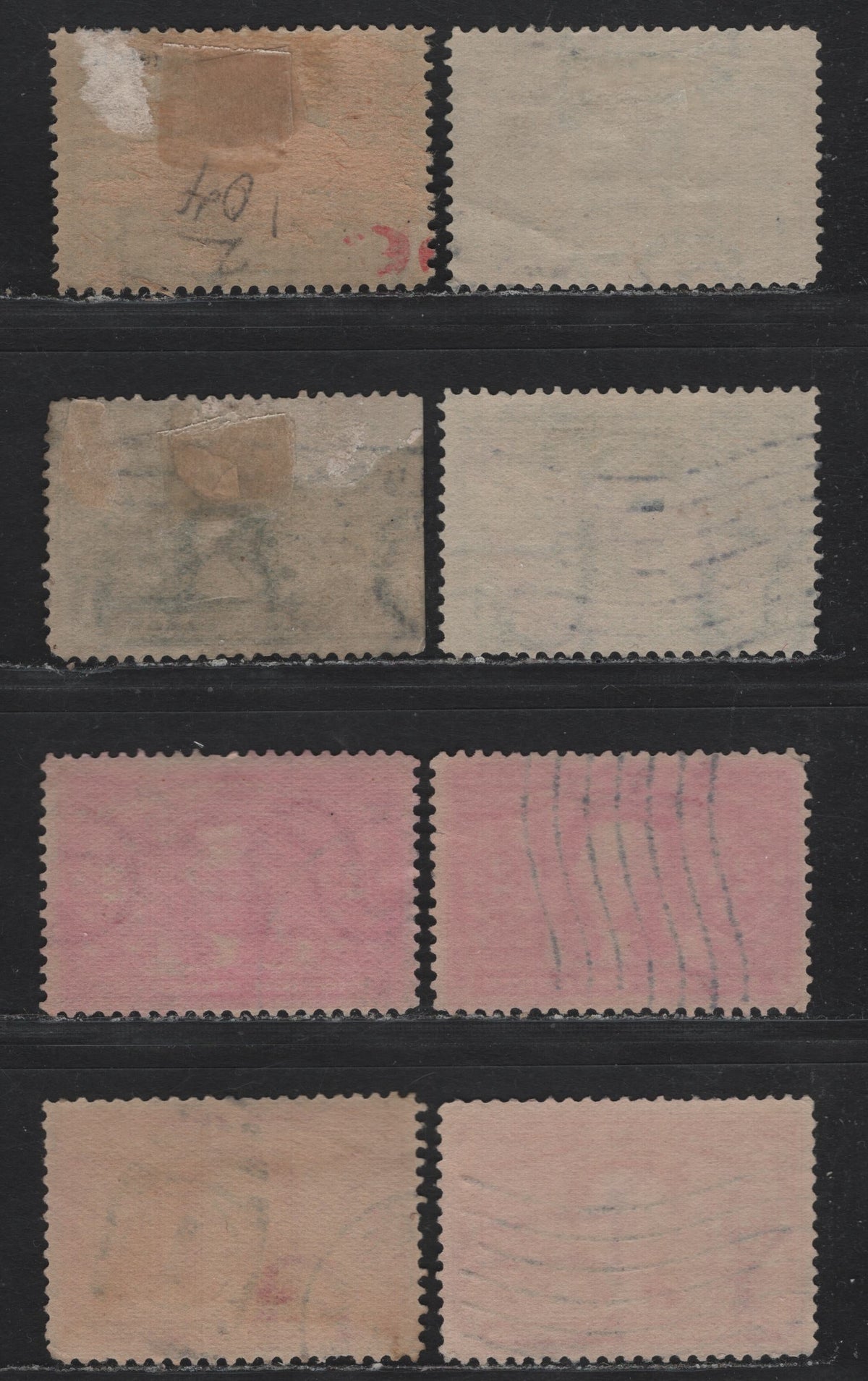 Lot 161 United States SC#323-324 1c -2c Dark Green - Rosine , 1904 Louisiana Purchase Issue, 8 Very Good/Fine Used Singles, All Watermark Orientations (Sideways, Sideways-Reversed, Sideways Inverted & Sideways Inverted & Reversed), One 2c Has A Tear