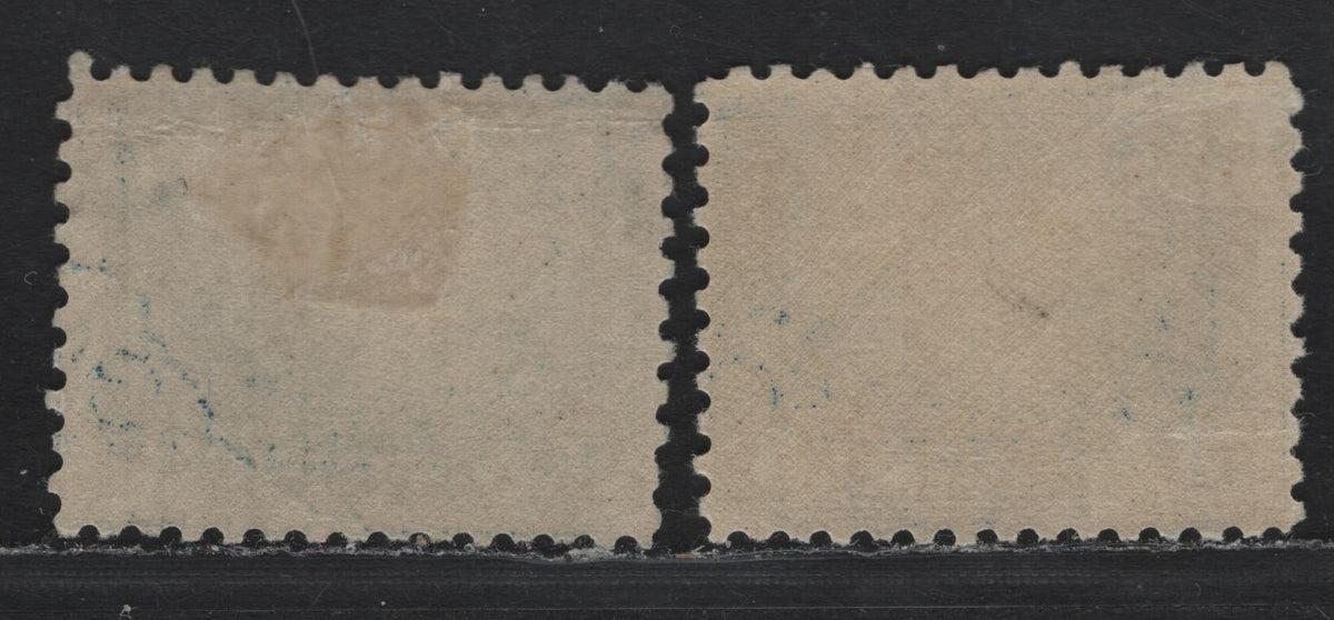 Lot 277 United States SC#403 5c Blue - Deep Blue , 1914-1915 Panama Pacific Issue, 2 VG/FOG Singles, Upright Wmk, Slight Horizontal Crease At Top Of Darker Shade