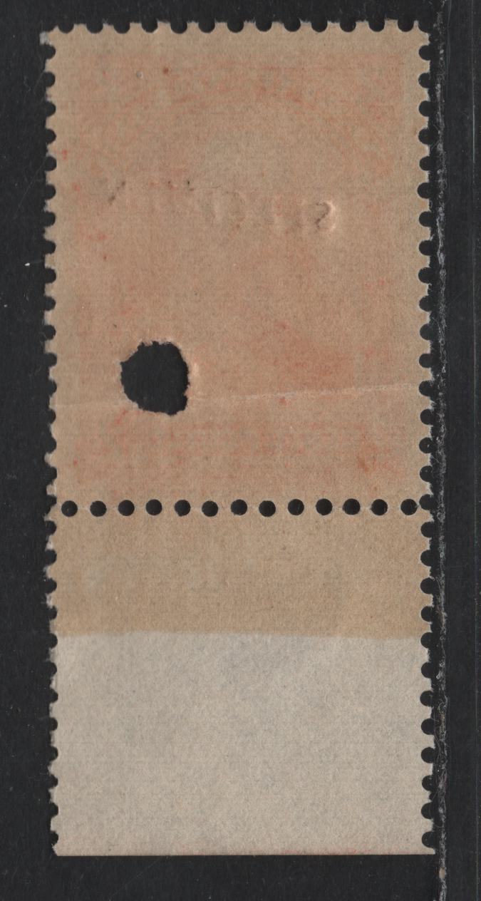 Lot 284 Newfoundland (C)SC#82s 2c Vermillion , 1897-1901 Royal Family, A VGNH Single, ABNN-H Paper, Diagonal Red Speciment Overprint Plus 4mm Security Punch, This Is One Of The Scarcer Variants, Heavy Horizontal Crease Near The Base Of the Stamp.