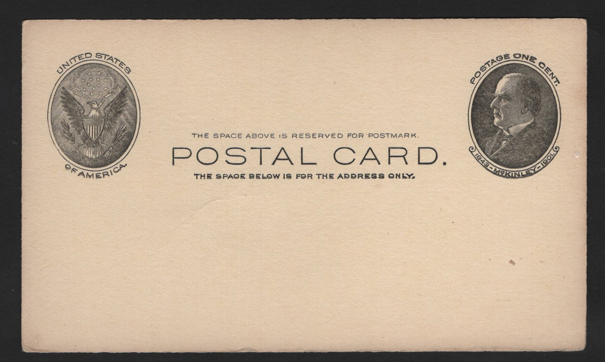 Lot 133 United States SC#UX18 1c Black on Buff, 1902 Mckinley Postcard Issue, A Very Fine Mint Postal Card
