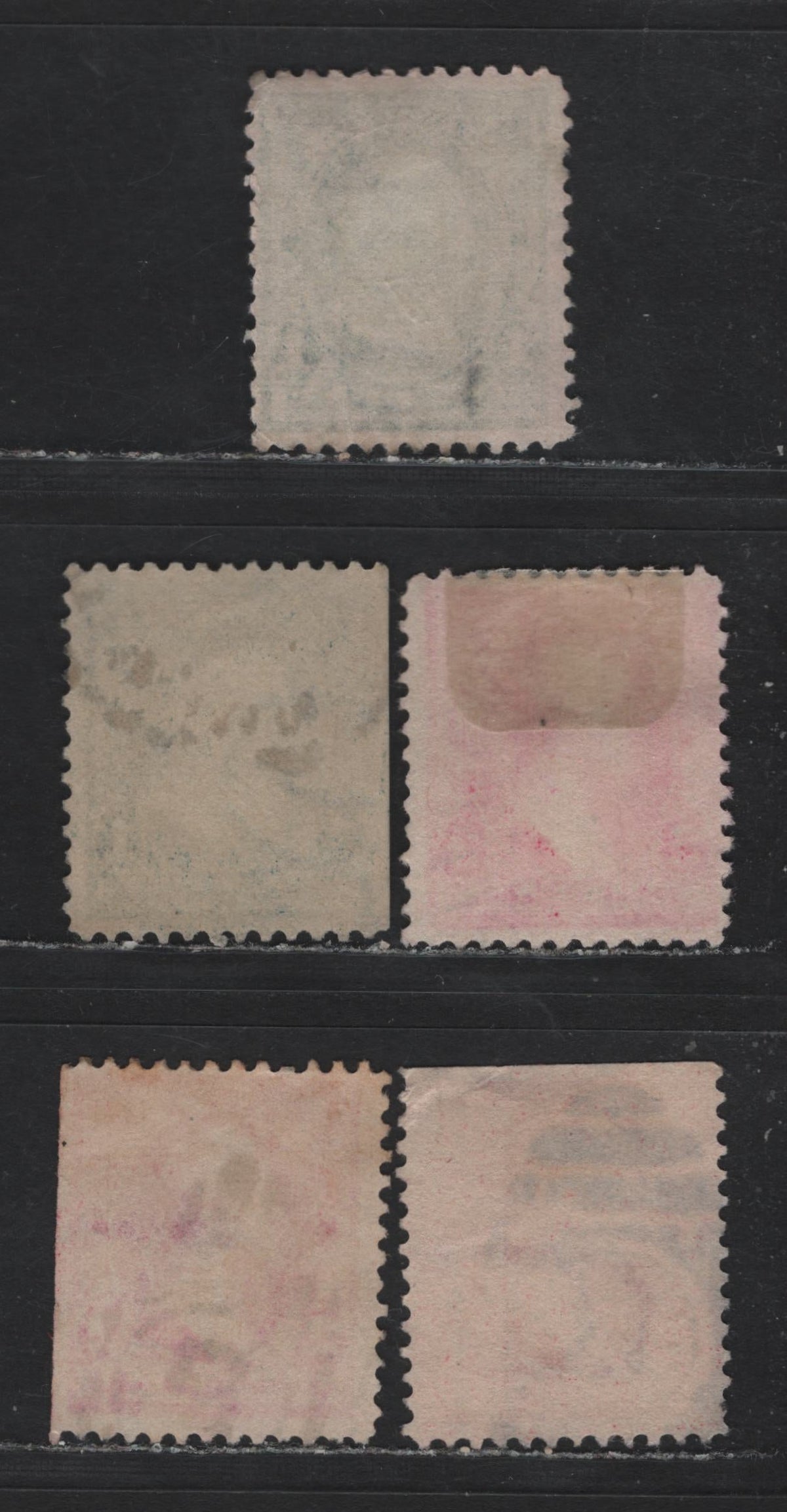 Lot 167 United States (C)SC#264, 267 1c - 2c Greenish Blue - Carmine Pink, 1895-1897 1st Bureau Issue, 5 Fine Used Singles, Reversed Wmk