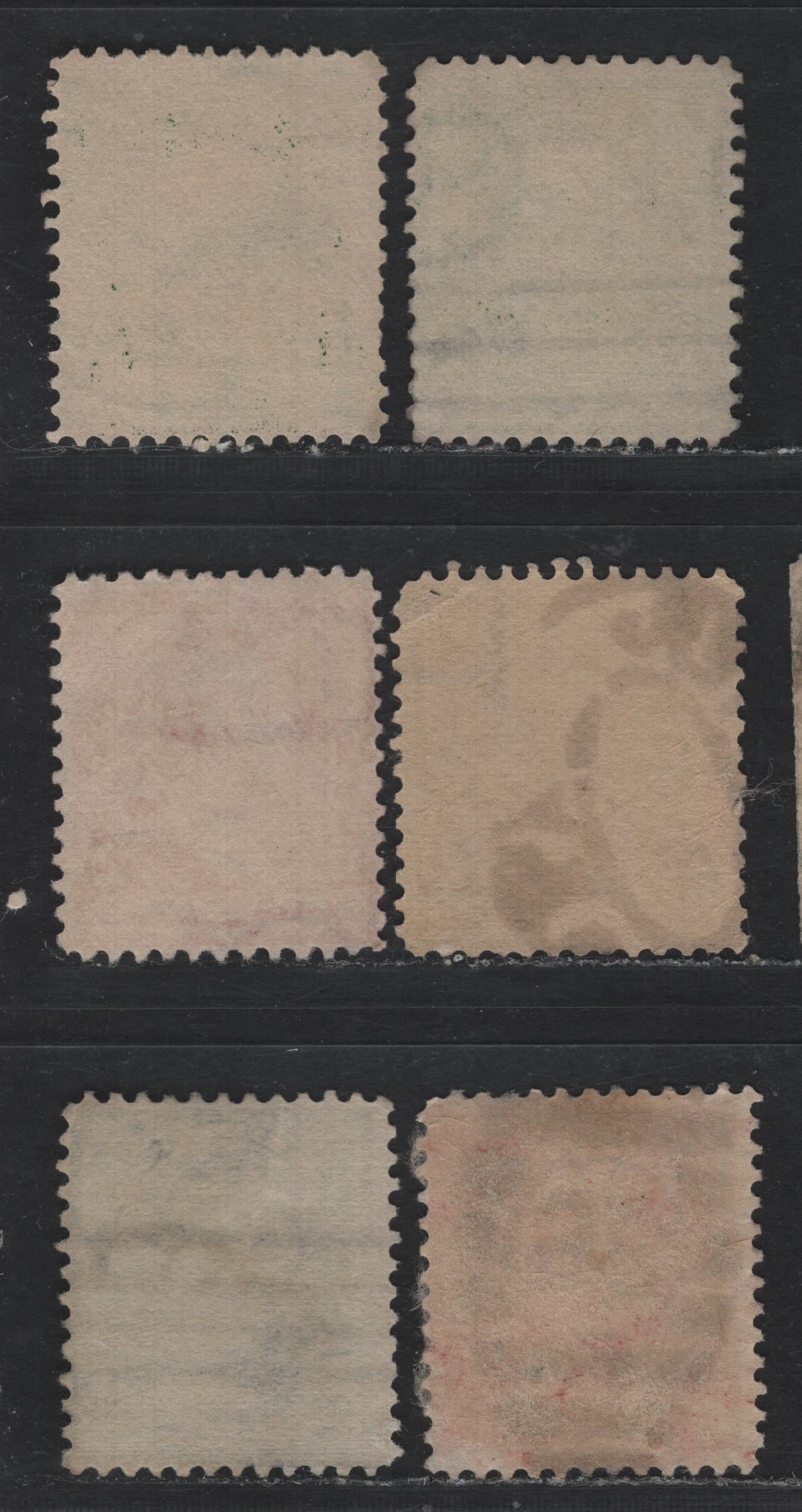 Lot 183 United States (C)SC#279,b, 280b, 281-282 1c - 6c Green - Lake Brown , 1897-1903 1st Bureau With New Color Issue, 6 Fine Used Singles, Inverted (1c & 2c) or Sideways Inverted (rest) Wmks