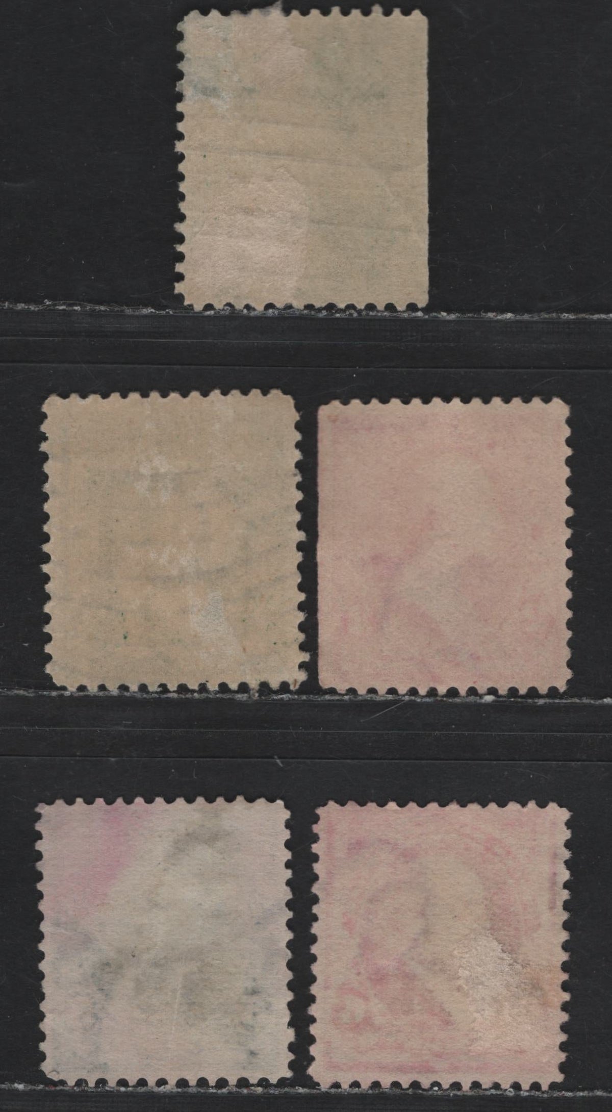Lot 186 United States (C)SC#279,bg, 281-282 1c - 6c Deep Green - Claret , 1897-1903 1st Bureau With New Color Issue, 5 Very Fine Used Singles, 2c Pink Type 4, Reversed Wmk