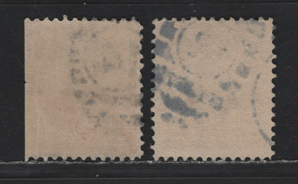 Lot 205 United States SC#303var 4c Orange Brown - Yellow Brown , 1902-1903 2nd Bureau Issue, 2 Fine Used Singles, Fine Centered Examples, SON Barred Numeral Cancels #13 & #14