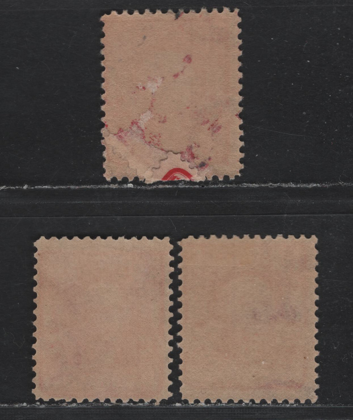 Lot 28 United States SC#319c,fi 2c Scarlet, Dull Scarlet & Carmine , 1902-1903 2nd Bureau Issue, 3 FOG Singles, Type 2 (Carmine) & Type 1, Reversed Wmk