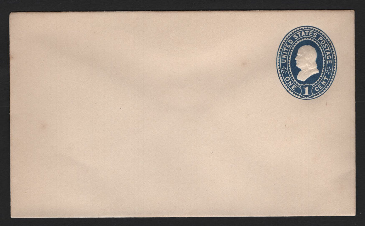 Lot 58 United States SC#U295 1c Dark Blue, 1887-1894 2nd Plimpton Issue, A Very Fine Mint Envelope, Size 1, White Paper, Wmk 12, Gummed Knife.