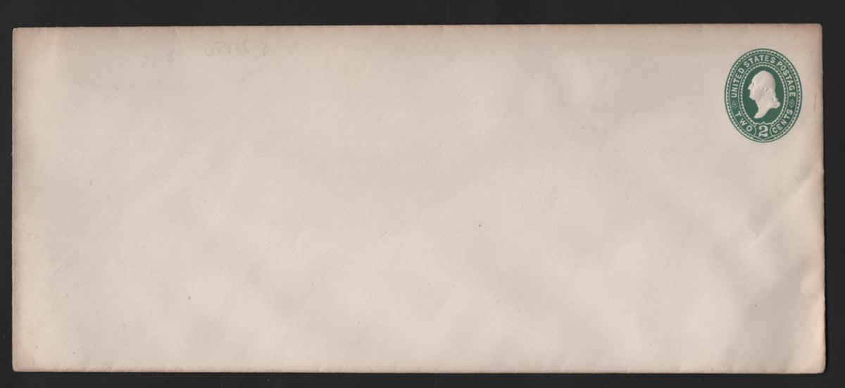 Lot 62 United States SC#U311 2c Green, 1887-1894 2nd Plimpton Issue, A Very Fine Mint Envelope, Die 2 (U71), Official Large Legal Envelope (USPS Size 9 - 10 and 3/16inch x 4 and 5/16 inches), This Was The Largest Standard Legal Envelope.