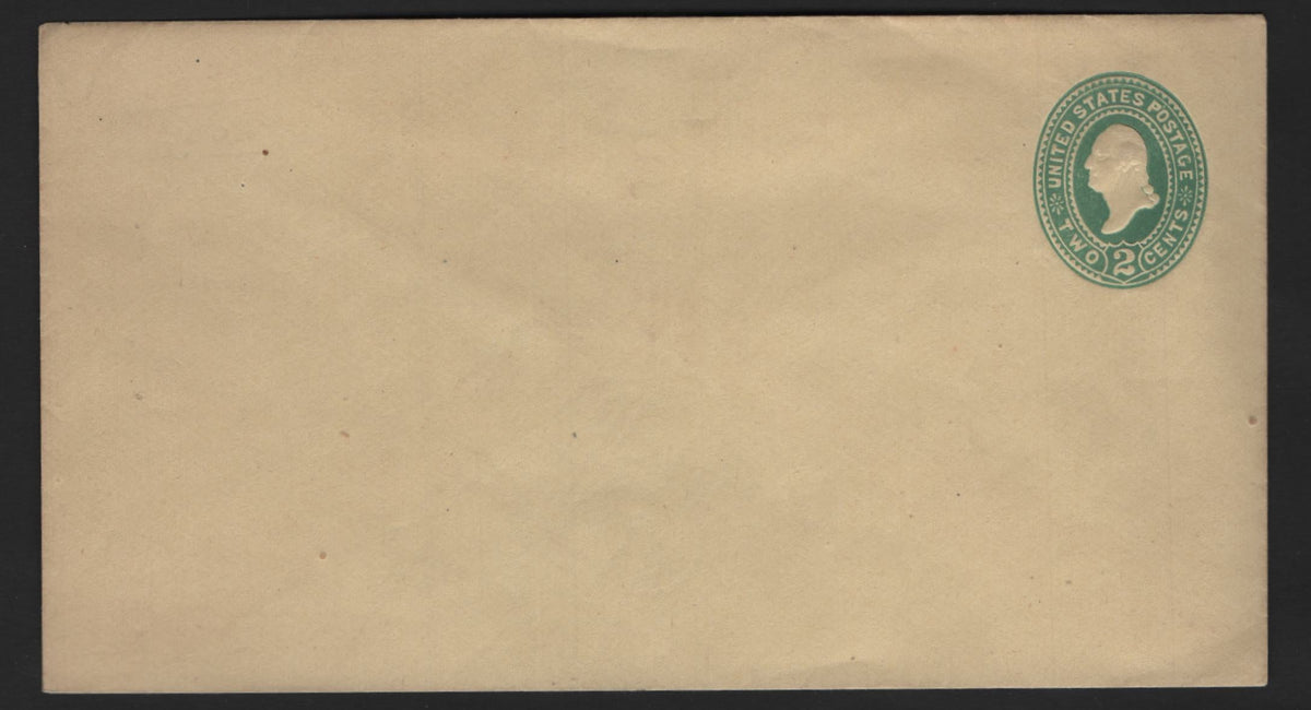 Lot 63 United States SC#U312 2c Green, 1887-1894 2nd Plimpton Issue, A Very Fine Used Amber Envelope, Die 2 (U371), Regular Legal Size Envelope (USPS Size 6 - 6 and 13/16inches x 3.75inches), Wmk 7 Instead of The Common Wmk 8.