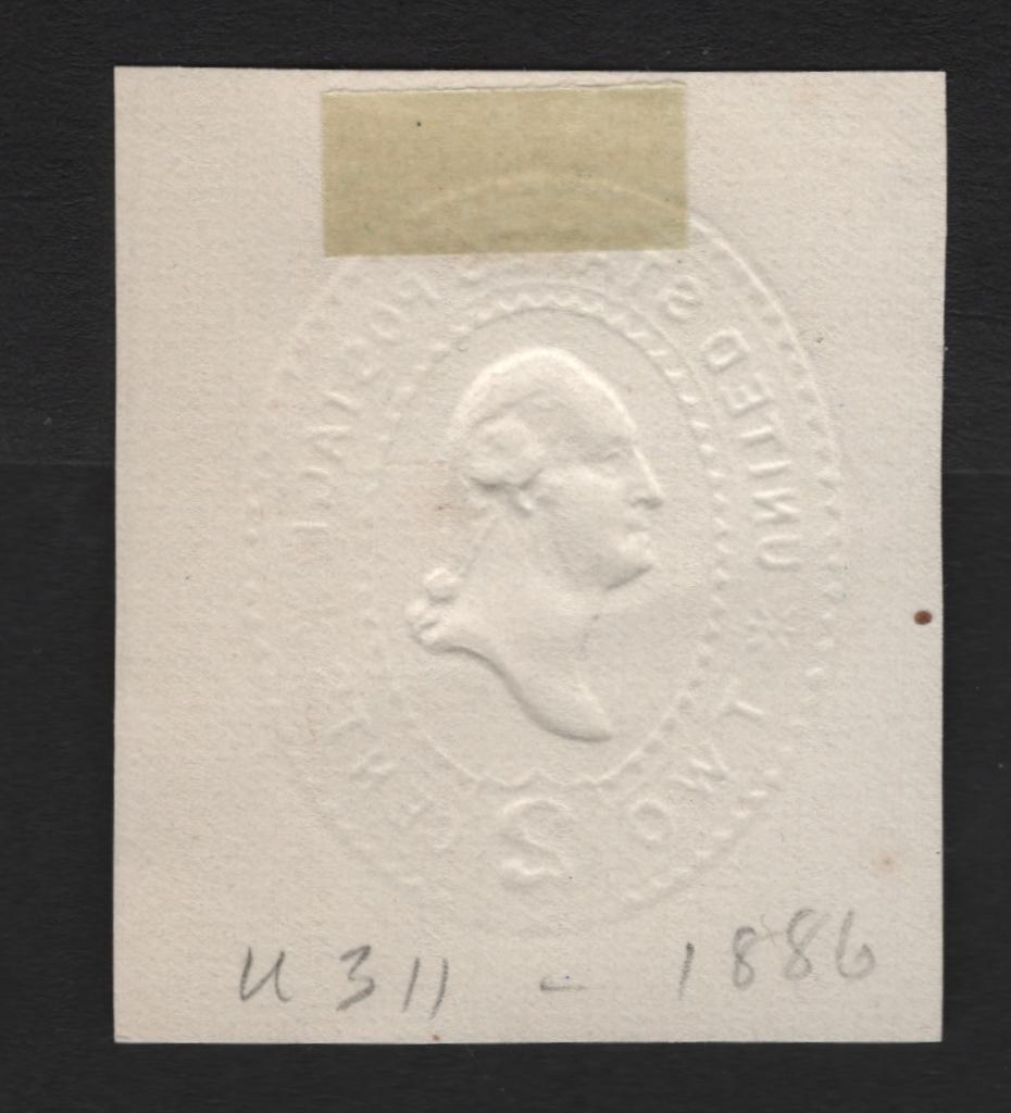 Lot 67 United States SC#U311 2c Albino, 1887-1894 2nd Plimpton Issue, A Very Fine Used Cut Square, Albino Impression, White Paper