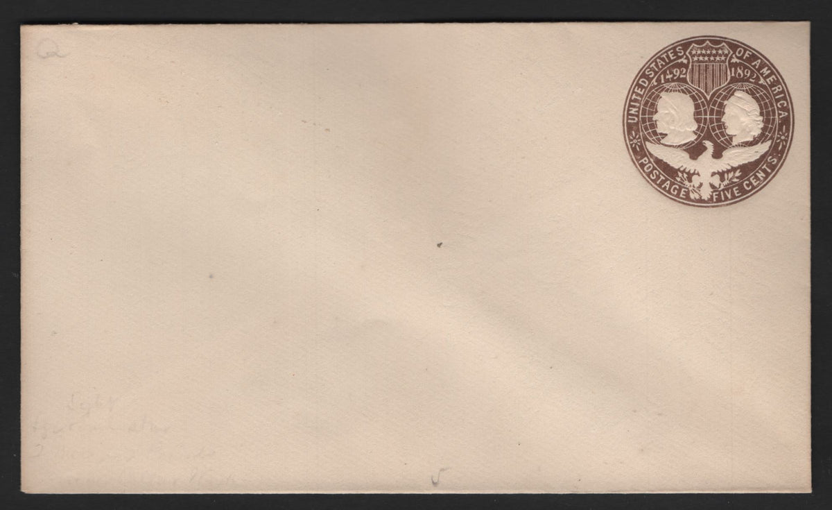 Lot 90 United States SC#U350 5c Brown, 1893 Columbian Exposition Issue, A Very Fine Mint Envelope, Die 1, Size 3