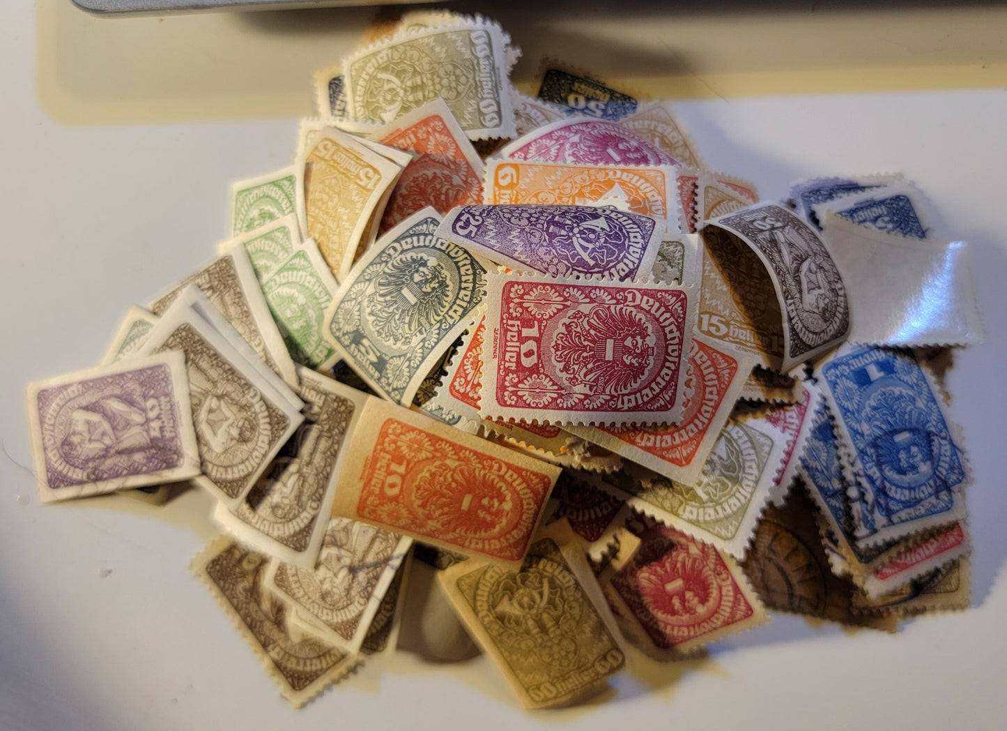 Lot 165 Austria SC#200/218, 227/235 3h - 1k Gray - Pale Blue Allegory of New Republic, 1919-1920 Allegory of New Republic Issue, 200 Fine/Very Fine Used & Mint Perf & Imperf Singles, Most Mint Appears to Be Hinged, But There May Be Some NH Present